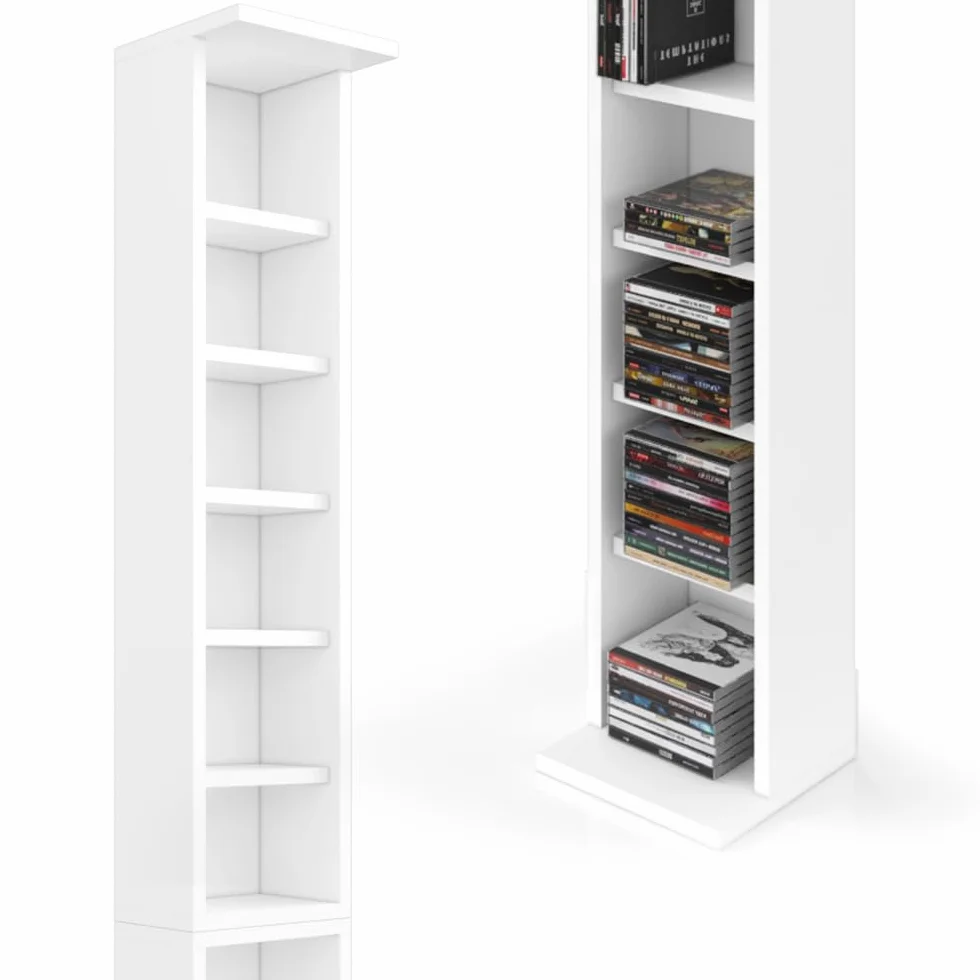 Vicco Scaffale porta cd, Bianco, 21 x 91.8 cm Set grande da 2