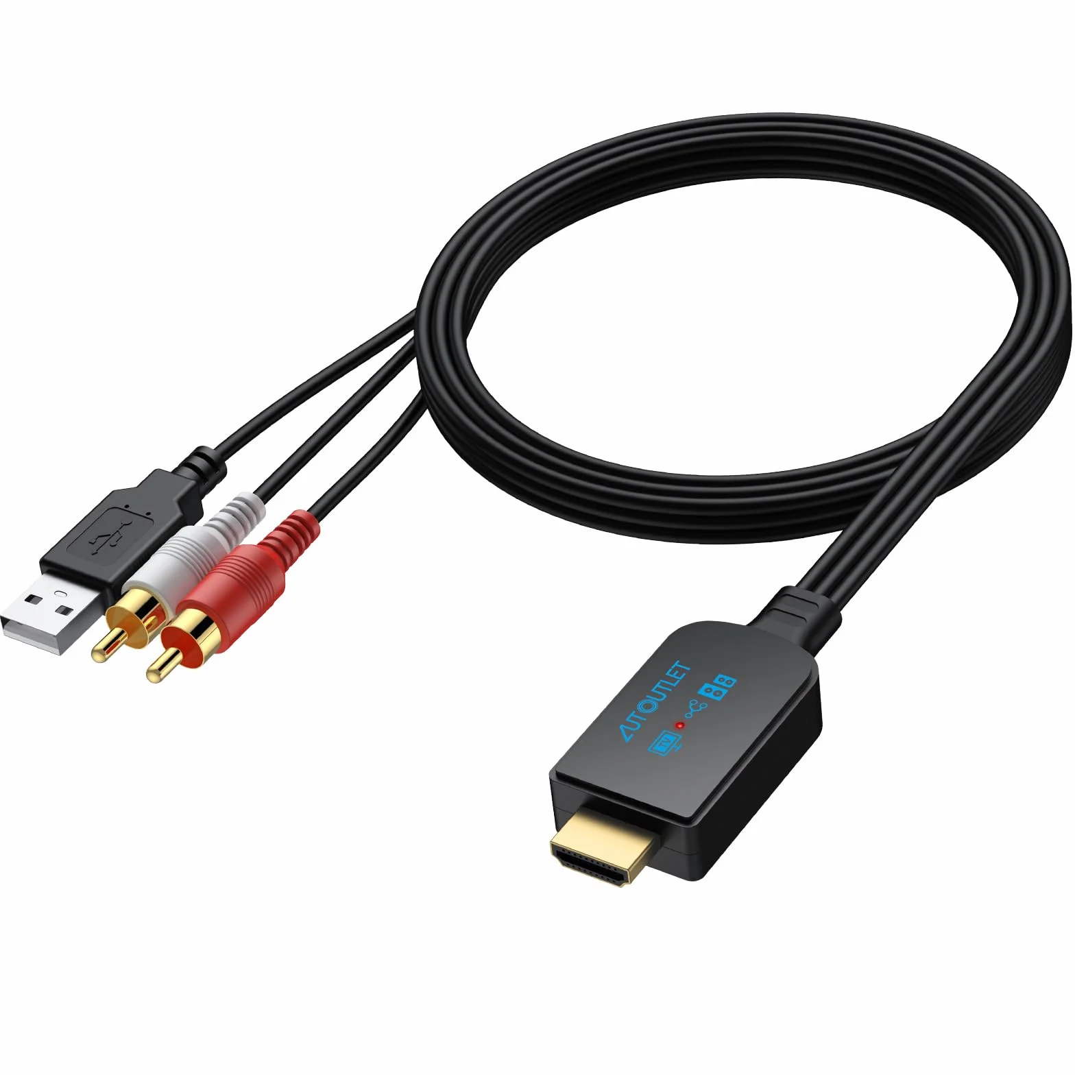 AUTOUTLET Convertitore Audio HDMI eARC/ARC a RCA 192KHz/24bit Supporta CEC PCM 2.0 Cavo 150 cm