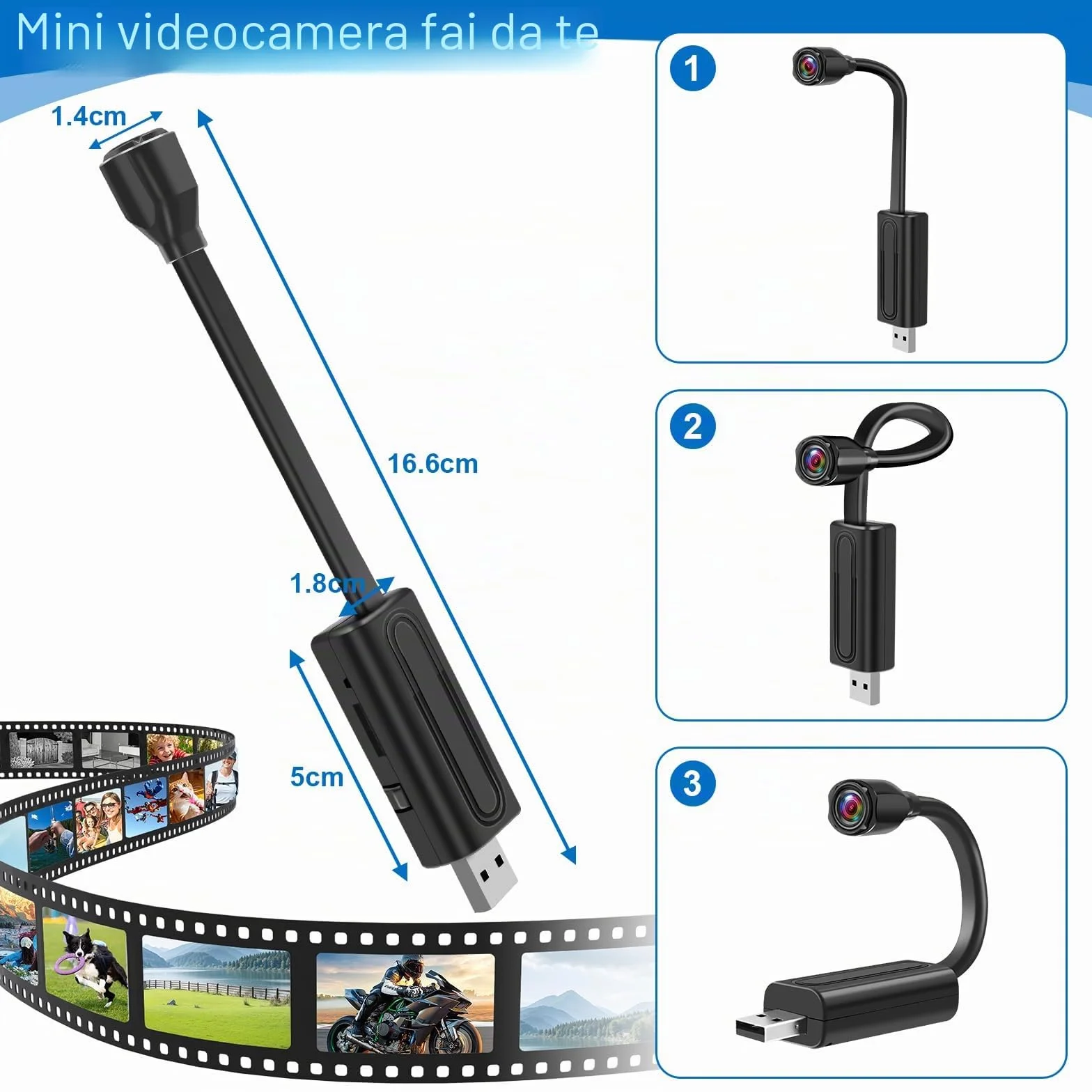 2.4 G WiFi Telecamera Nascosta USB Fotocamera HD 1080P Wifi Telecamera Spia, Mini Telecamera Spia Nascosta supporto di Rilevamento del Movimento e Vista Remota