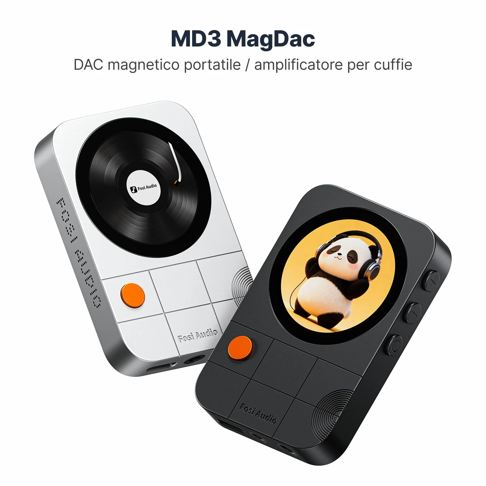 Fosi Audio MD3 DAC Audio USB Portatile, DAC Amplificatore Cuffie con Display Magnetico 1,28", Amplificatore per Cuffie ES9039Q2M, 3,5/4,4mm, PCM 32bit/384kHz DSD256 per Smartphone PC Tablet, Nero