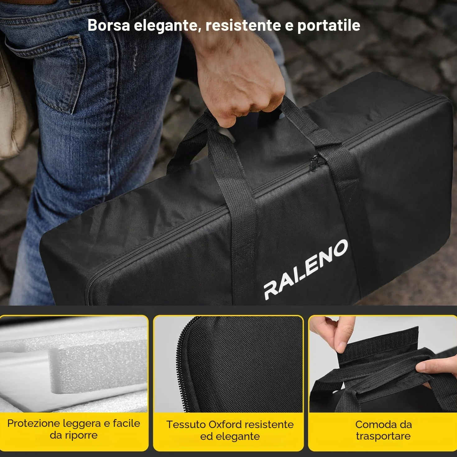 RALENO Luce Fotografica Kit di Illuminazione a 192 LED con Treppiede, Batteria Integrata da 8000mAh, 2500-6500K Bicolore Dimmerabile CRI95 per YouTube Fotografia Registrazioni Video in Studio