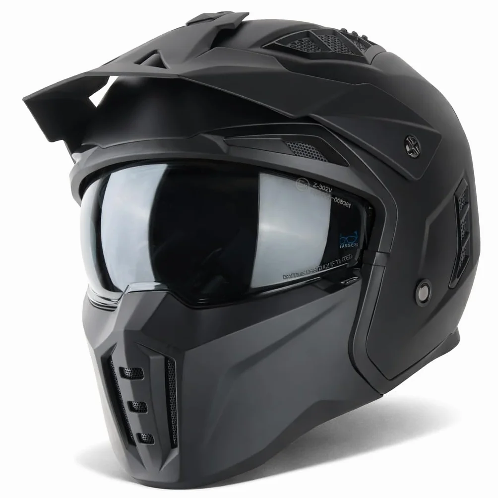 VINZ Kioto Casco Jet / Streetfighter | Certificato ECE 22.06 | Casco Moto / Scooter con Visiera Parasole | Mentoniera rimovibile | nelle taglie dalla XS-XXL