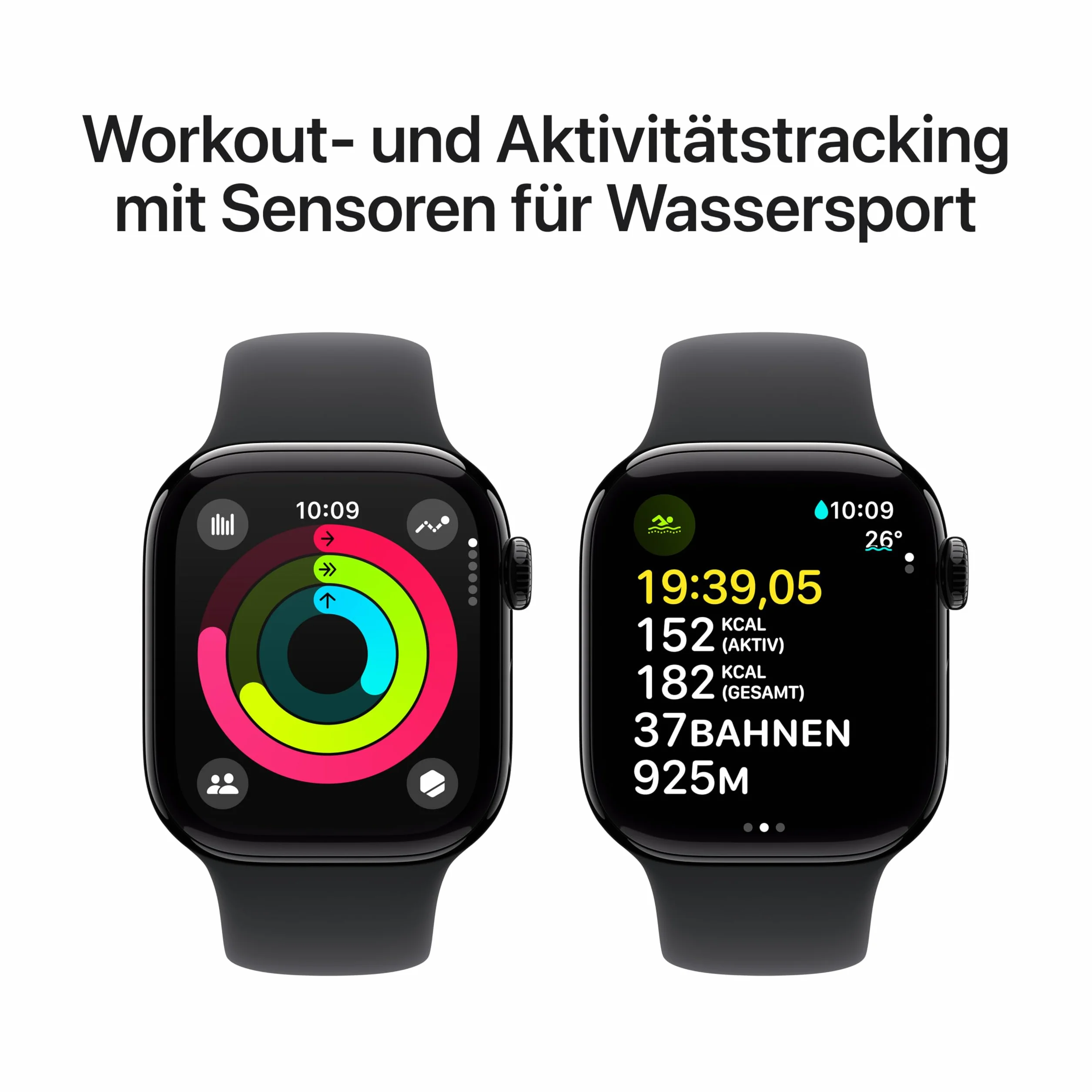 Apple Watch Series 10 [GPS+ Cellular, 42mm] - Cassa in alluminio Nero Black con Banda Sportiva Nera, S/M (Ricondizionato)