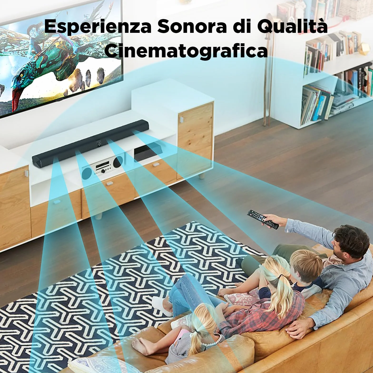 GarageRock Sound Bar per TV, Soundbar TV 2 in 1 divisibile con regolazione automatica del volume, altoparlanti TV stereo con 3 modalità EQ, Bluetooth 5.3, ARC/Opt/AUX, Soundbar per TV/proiettori, 1pcs