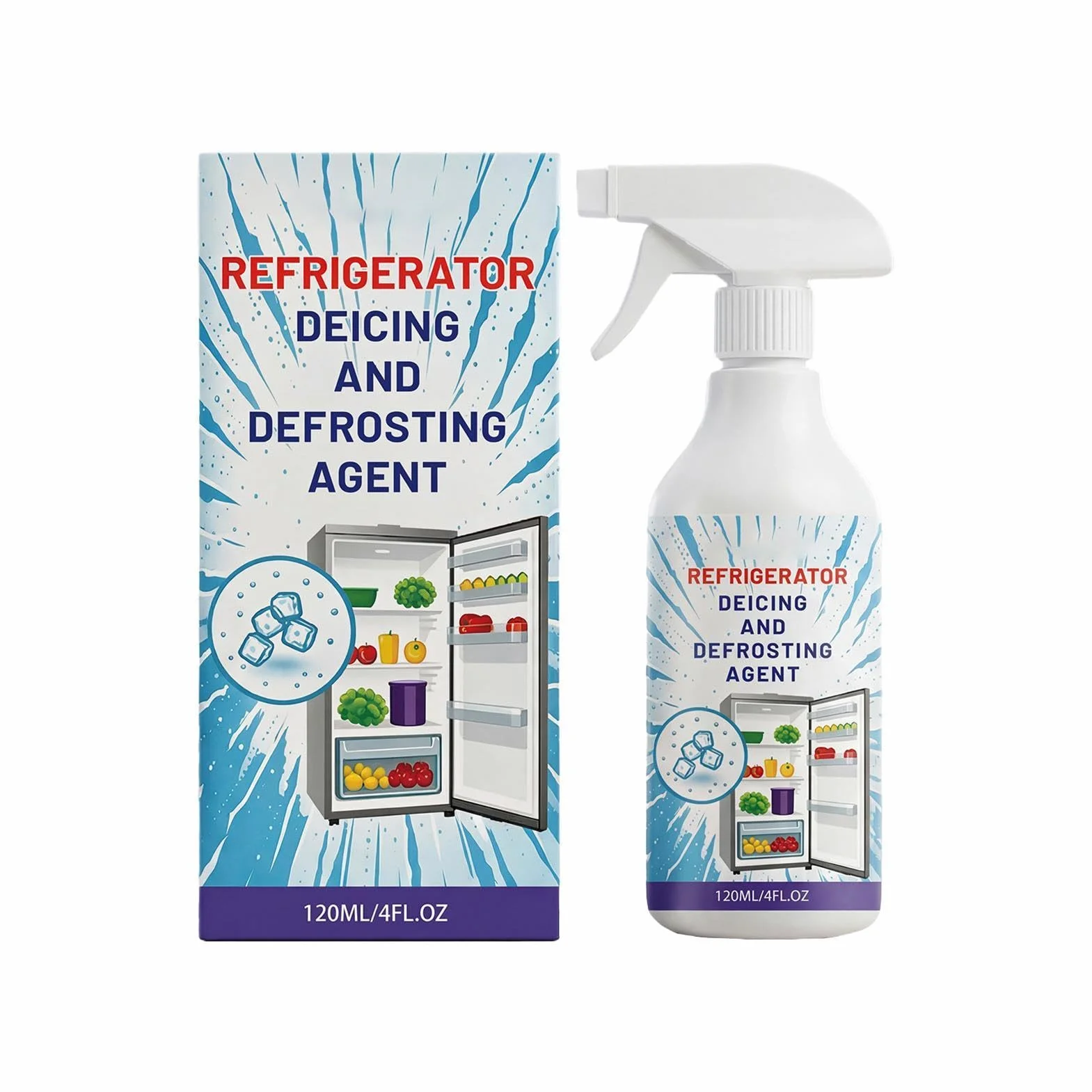 Scongelatore Rapido 120ml Spray Elimina Ghiaccio per Frigorifero Congelatore Multiuso