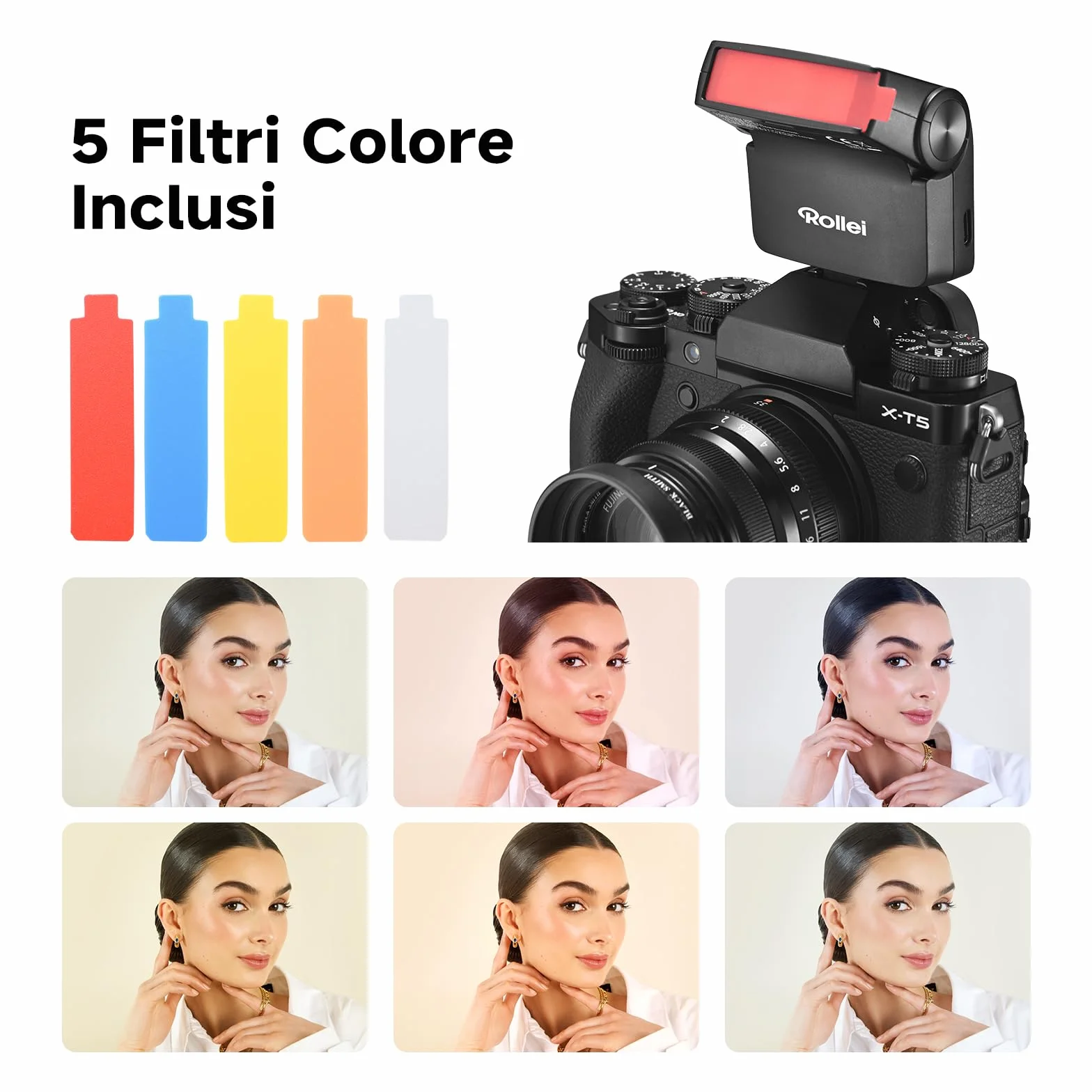 Rollei Flashy ONE Mini Flash GN16 Speedlite Universale Compatibile Canon Nikon Sony Fujifilm Lumix