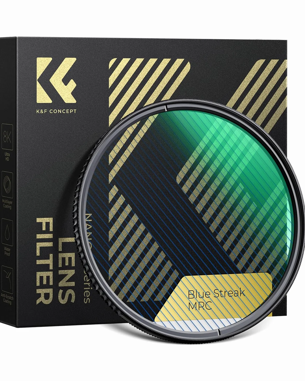 K&F CONCEPT Nano-Xcel Filtro Effetto Strisce Blu 82mm, Filtro di Effetti Streak Blue Anamorfico in Vetro Ottico con 28 Strati Nano Rivestimento