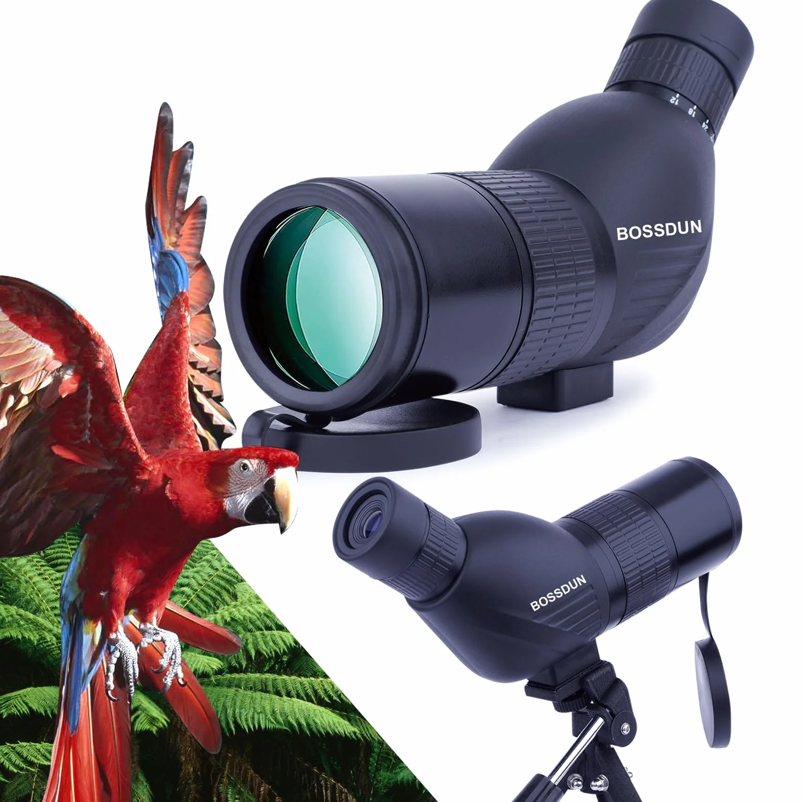 Cannocchiale, cannocchiale da caccia per il tiro al bersaglio, telescopio impermeabile con treppiede con prisma BAK4, adattatore per telefono, borsa per il trasporto (50B)