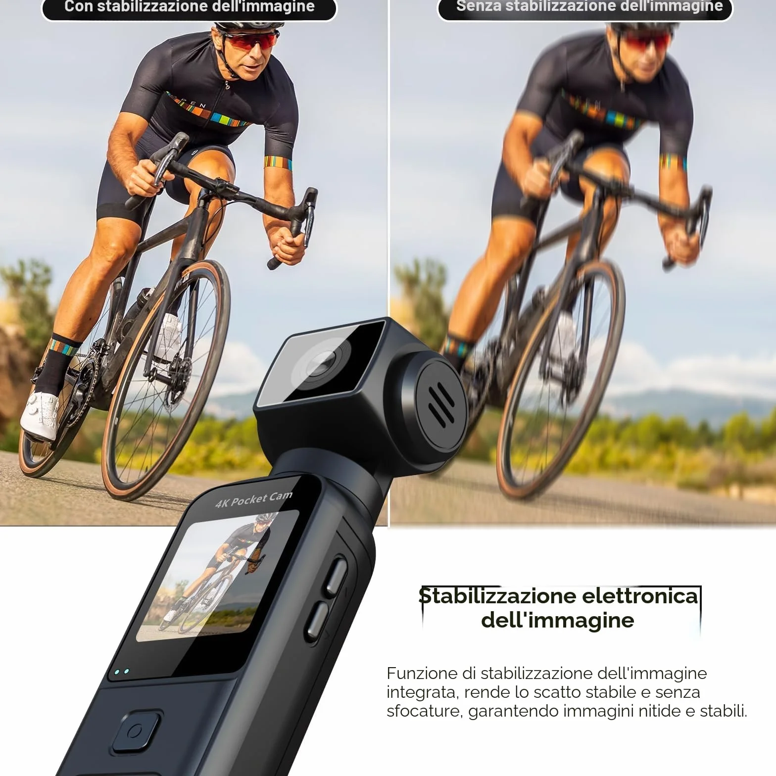 ydi Telecamera da Corpo 4K con Microfono Esterno, Video & Audio Mini Vlog Videocamera Tascabile Rotazione 270° Telecamera per Sport, Bici, Viaggi, Strumento di Polizia, 64 GB Inclusi
