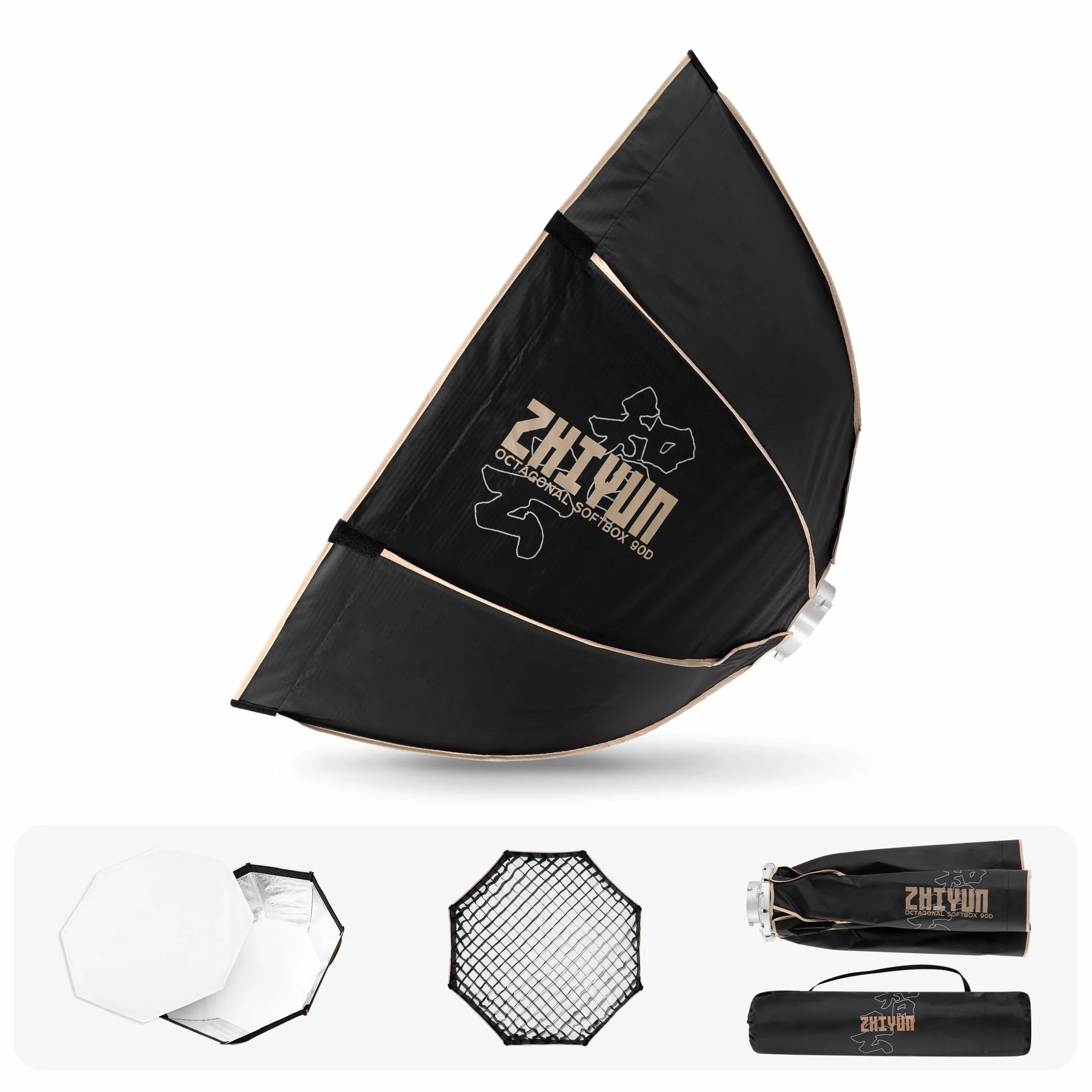 ZHIYUN 90cm Softbox Ottagonale con Attacco Bowens a Sgancio Rapido con Griglia a Nido d'Ape, Diffusori di Luce, per ZHIYUN MOLUS G300 G200 B100 B200 B300 B500