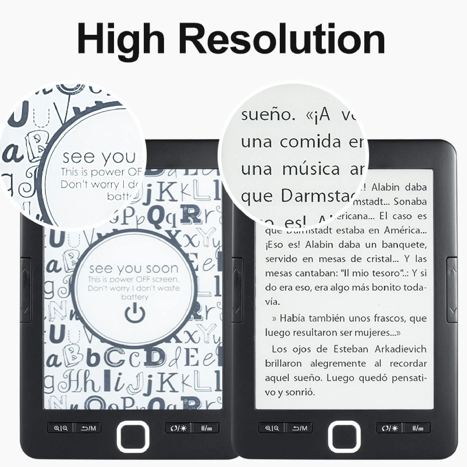 E Reader, Schermo di Inchiostro HD da 6 Pollici E Reader Libro con Spazio di Archiviazione da 8 GB, Supporta più Formati di Immagini di Testo, Antidicale E Lettore E per gli