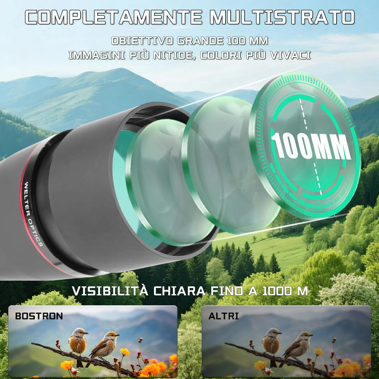 25-75x100mm Cannocchiale con Treppiede,HD FMC Impermeabile,Cannocchiale Terrestre con Adattatore Telefono Borsa, per Tiro a Segno Tiro, con l'arco Birdwatching