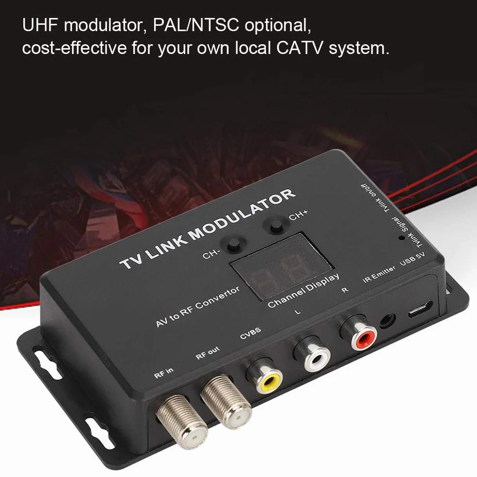 Modulatore TV UHF IR TM70 Convertitore AV a RF con Display Canale