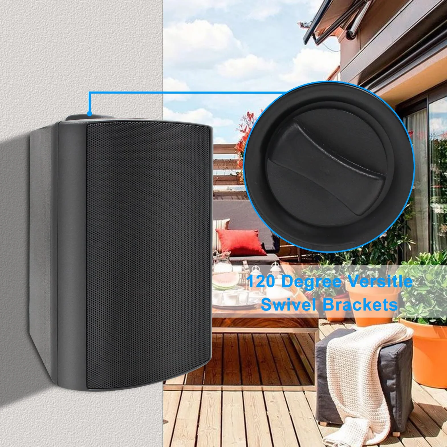 Herdio 800W 6,5" Diffusori da esterno impermeabili nero 4 Altoparlanti