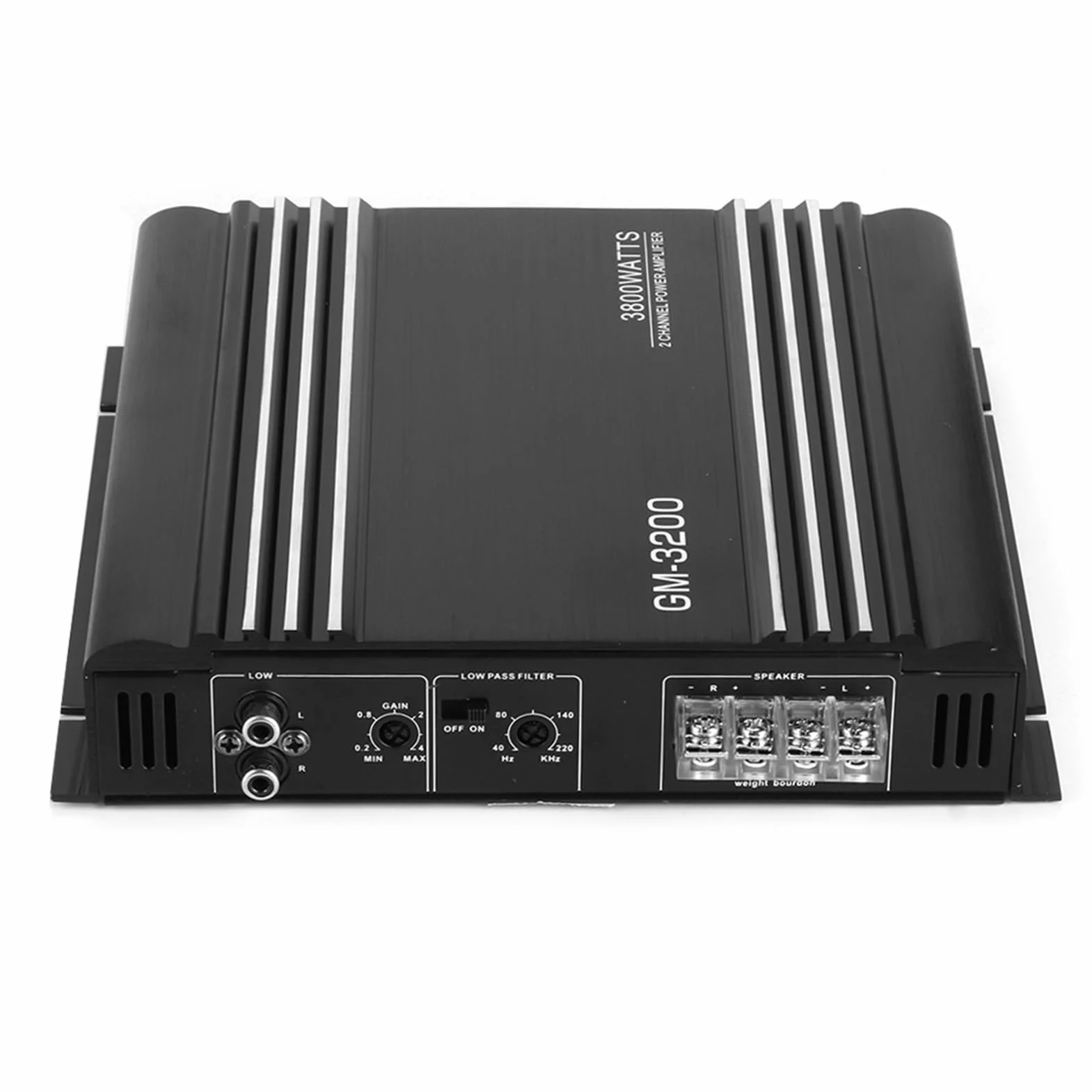 Amplificatore Auto 2 Canali - 3800W Amplificatore Di A 2 Canali 12V Amplificatore Stereo Hi-Fi Per Auto In Lega Di Alluminio Nero