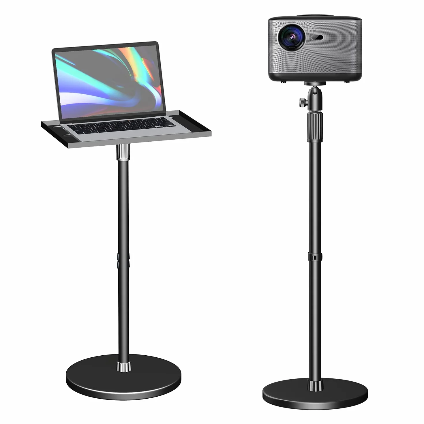 Supporto per Proiettore da Terra Multifunzionale,Regolabile in Altezza da 78.79 cm a 106.68,Fornito Vassoio e Ruota di 360°testa a sfera,Lega Di Alluminio Forgiata con Proiettori,Laptop,Telecamere