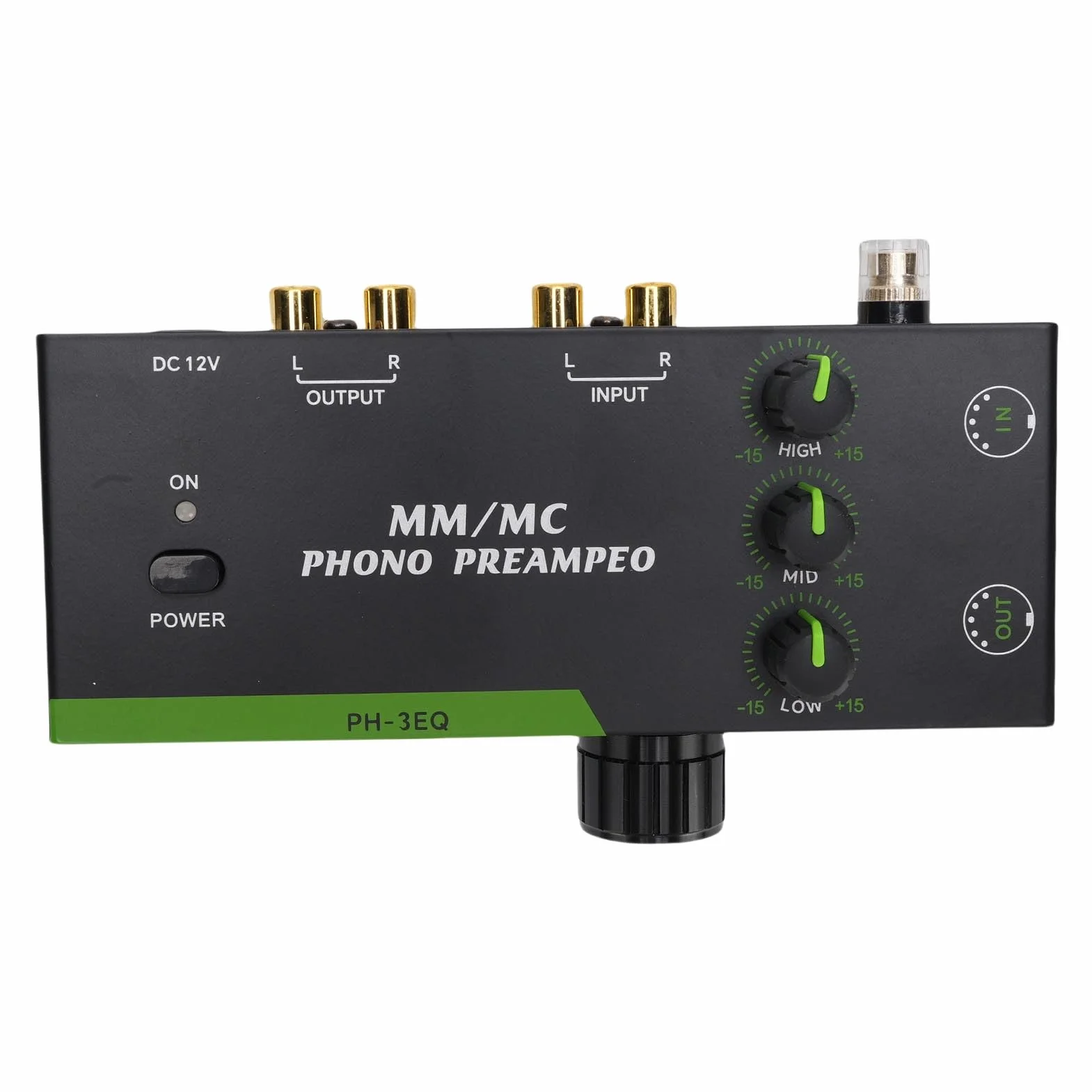 Keenso Preamplificatore Fono, Struttura in Metallo, Regolabile a 3 Bande, Uscita Ingresso XLR, Compatibile con Giradischi per Audiofili (Spina UE da 100 a 240 V)