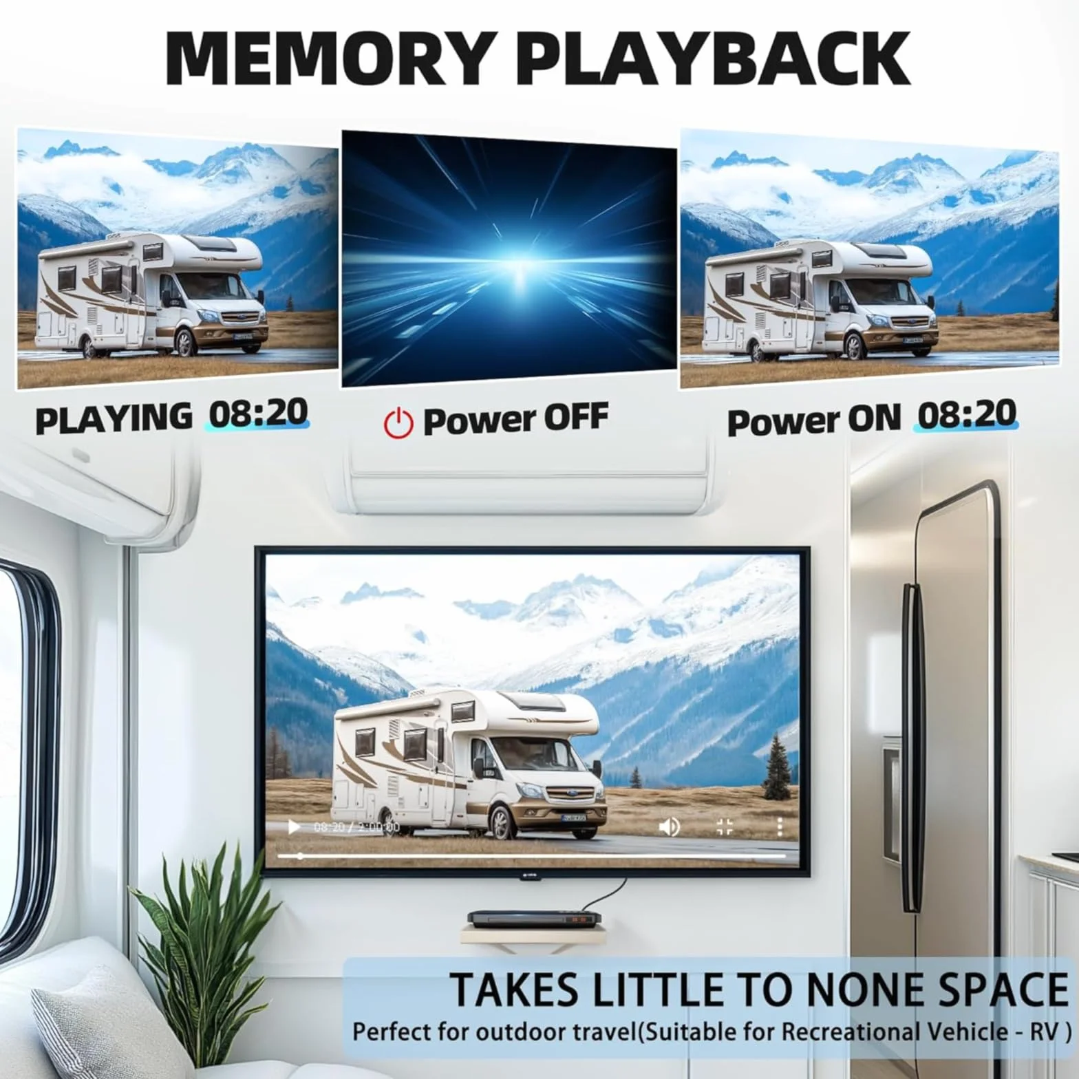 Lettore DVD per TV con uscita HDMI RCA, lettore DVD-CD per tutte le regioni con scalatura, HD 1080P, ingresso USBA, sistema NTSC/PAL integrato. Sistema, cavo HDMI e adattatore in dotazione