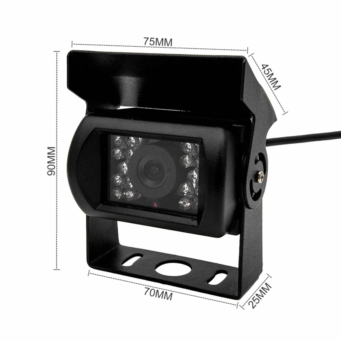 Telecamera per retromarcia per auto, telecamera di backup HD 9V-36V, telecamera CCD per vista frontale impermeabile per autobus per rimorchi per camion con visione notturna a 18 LED IR