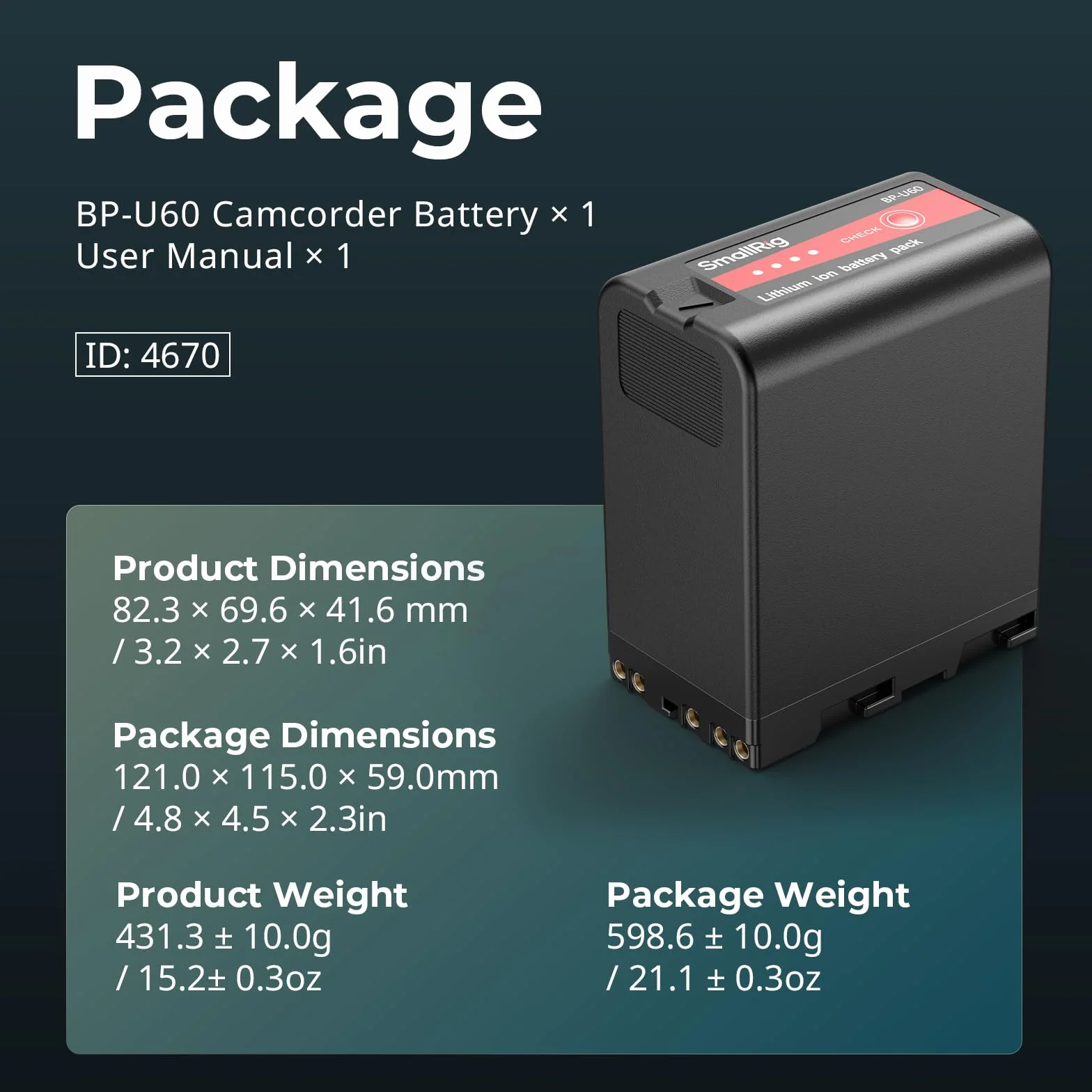 SMALLRIG Batteria con Indicatore di Batteria, Batteria Sostitutiva da 99 Wh / 6800 mAh per Videocamera per Sony FX6, FX9, FS5, FS7, FS5M2, FS7M2, X280, Z280-4670