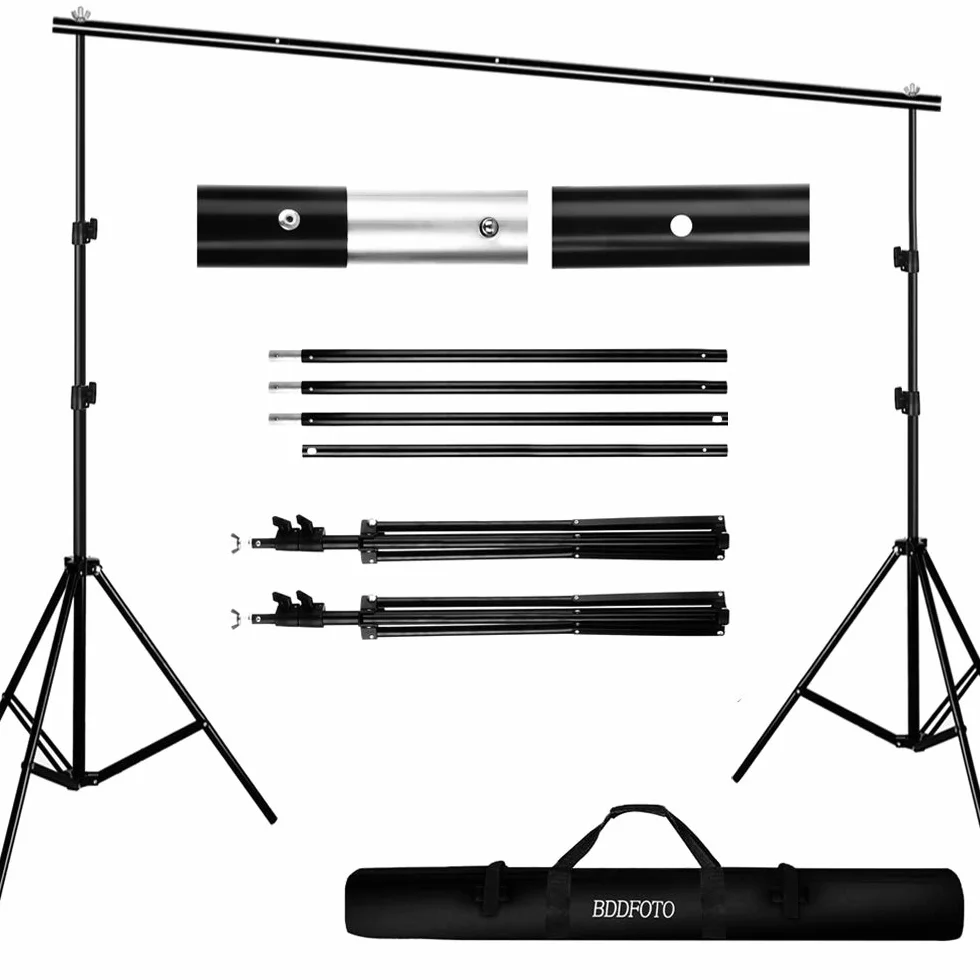 2x3 m Supporti per Sfondi, Professional Supporto di Fondale Fotografico, Forte e Portatile, con Borsa per il Trasporto, Adatto per Studio Fotografico, Live Streaming, Matrimoni ecc.