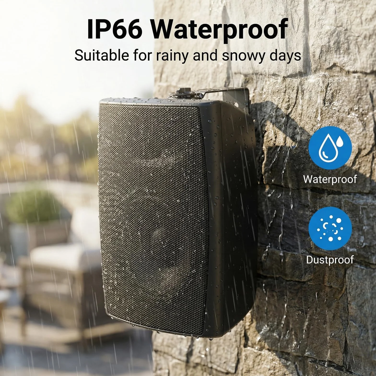 Herdio Altoparlanti Bluetooth 16,5 cm 400 W 2 Vie Impermeabili Montaggio a Parete Nero Coppia
