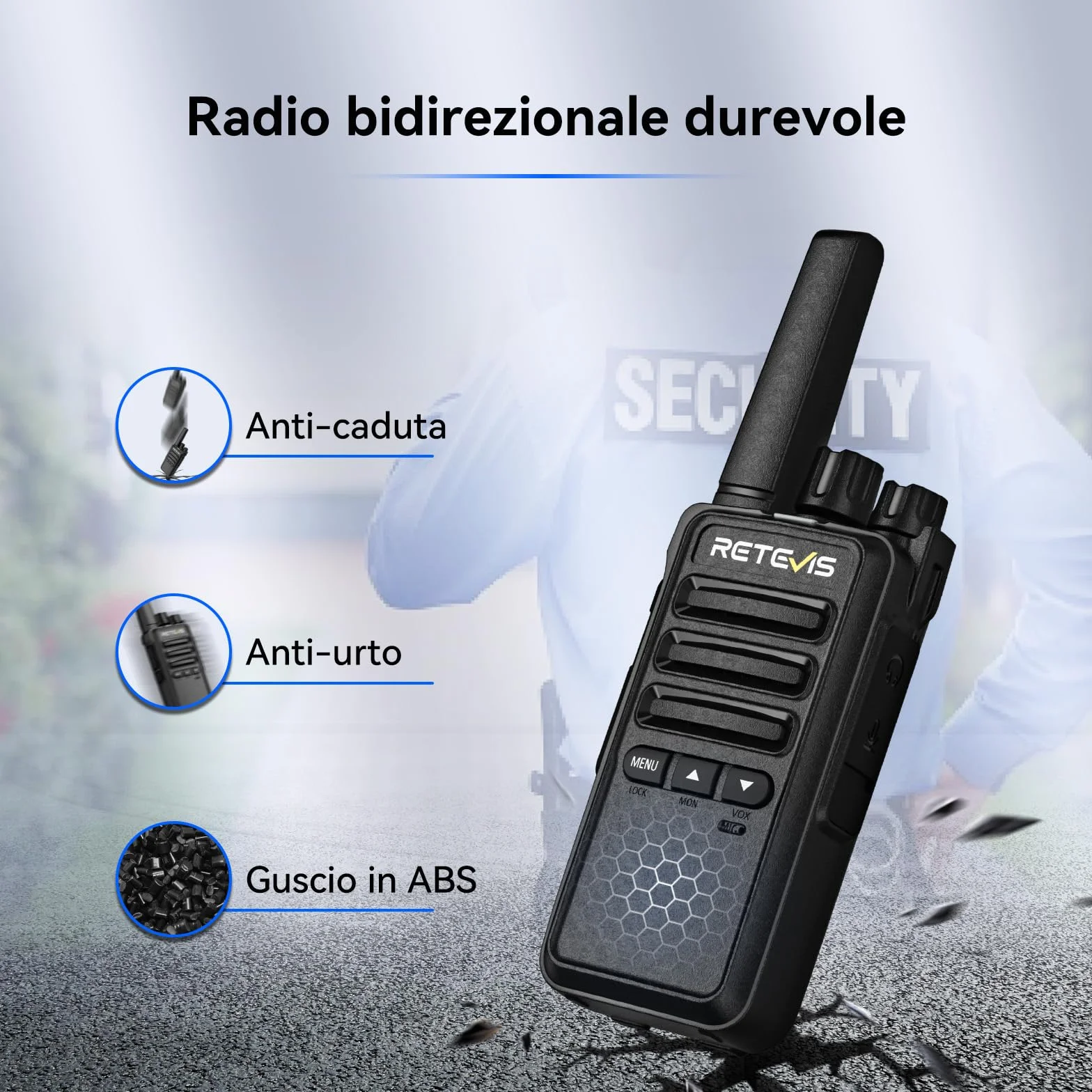 Retevis RT668B Walkie Talkie PMR446 6 Pezzi Nero con Caricatore a 6 Vie e Auricolare