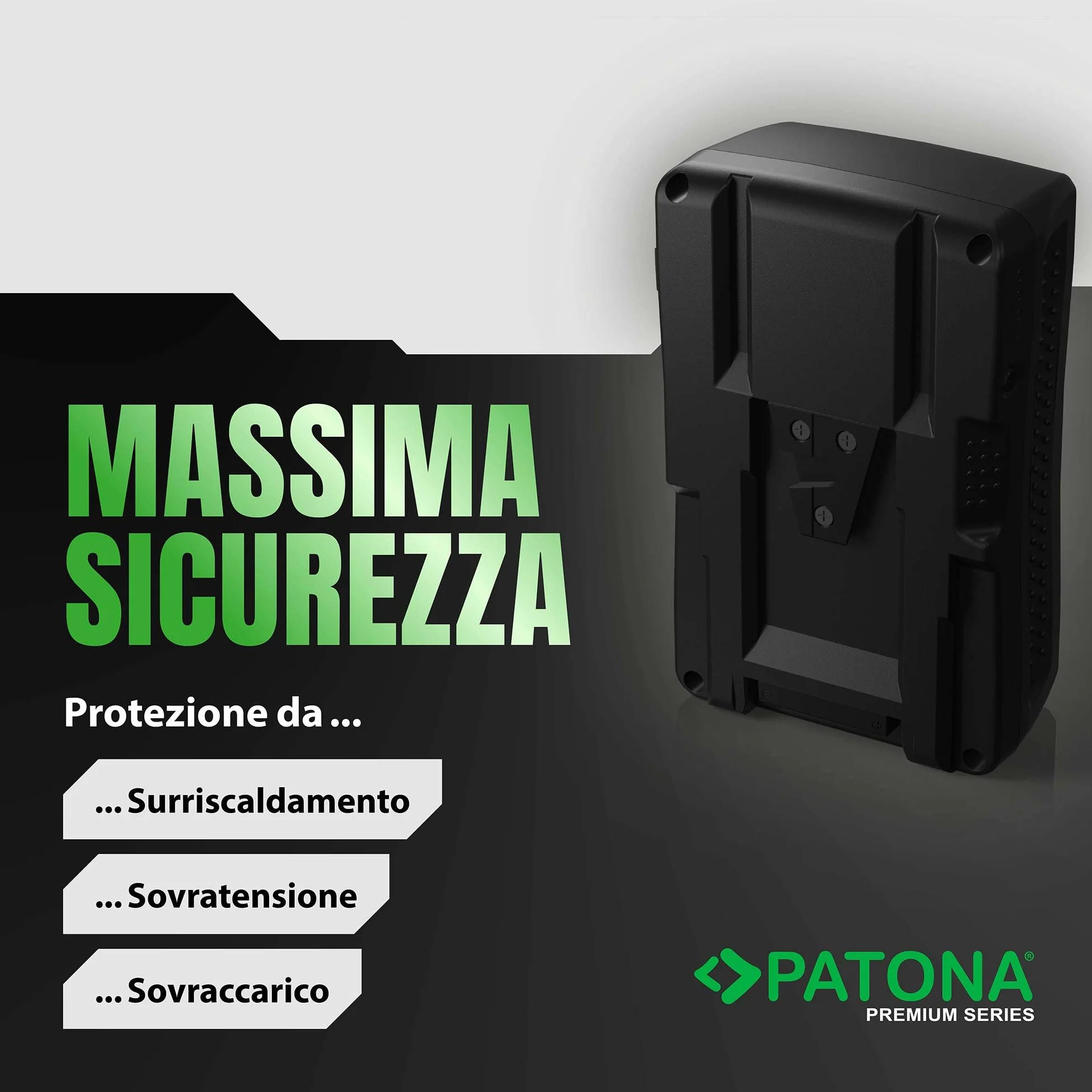 PATONA Premium Batteria V-Mount 190Wh (14,4V 13200mAh) – sostituisce Sony BP-190WS BP-GL95 BP-GL65 – con D-Tap e uscita USB, indicatore LED – per camcorder broadcast, URSA e luci video