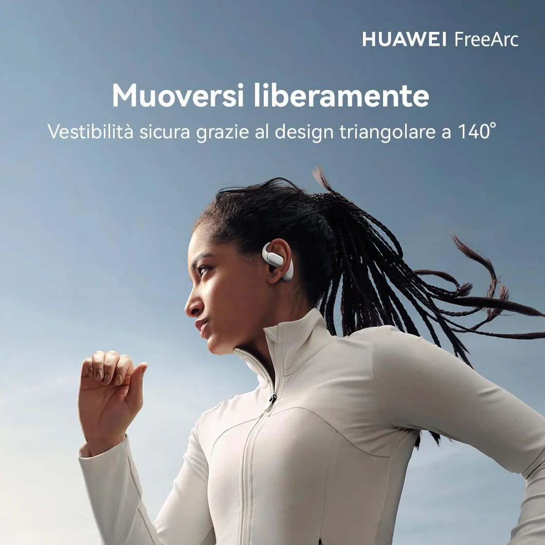 HUAWEI FreeArc Auricolari Open Ear, Auricolari Wireless Bluetooth, IP57, Fino a 28 ore, Cuffie Bluetooth Sport, iOS & Android & Windows, Nero