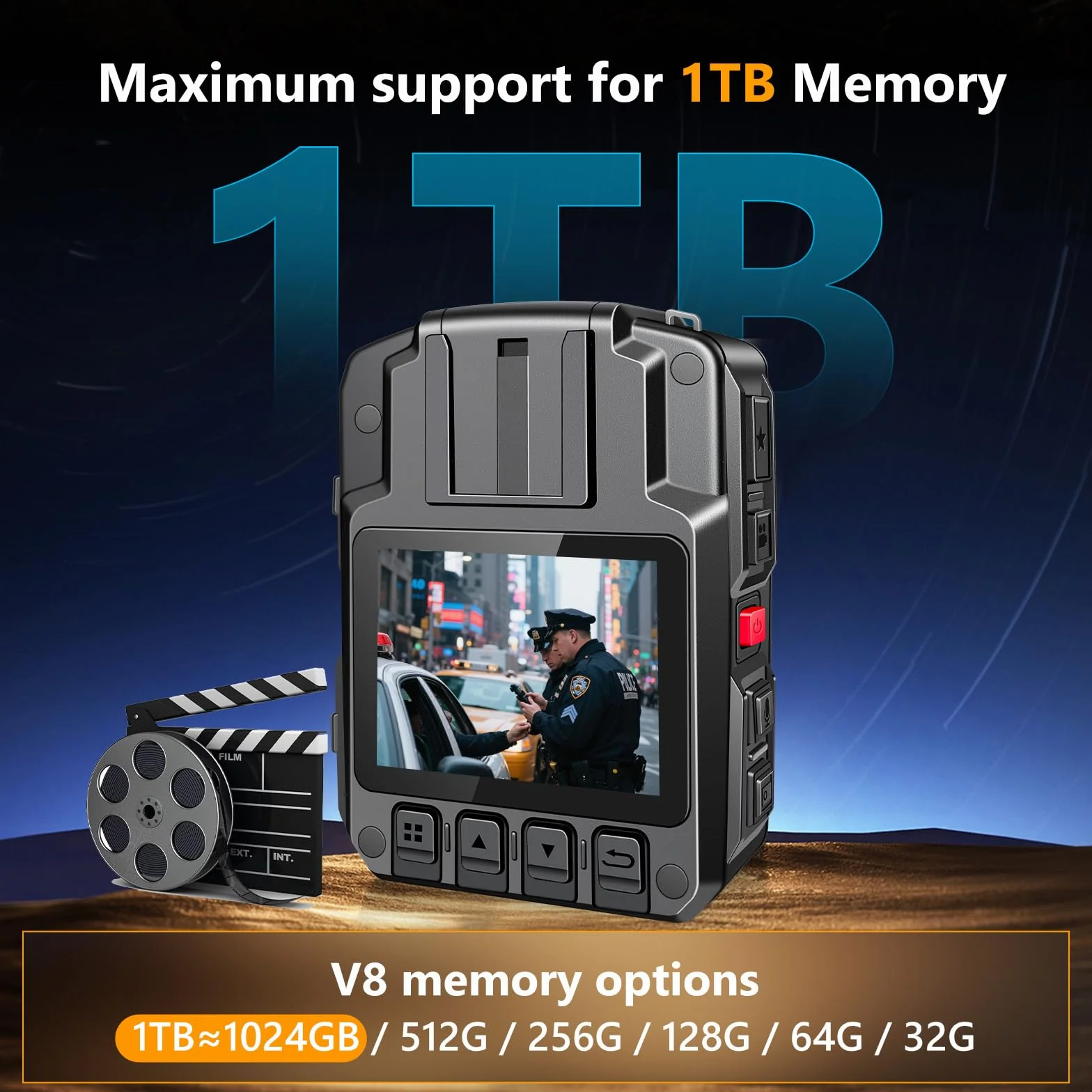 CAMMHD V8 Pro 256G 4K Body Cam Due Batterie 4400mAh 14 Ore Codifica Video H.265 2160P Bodycam Polizia Professionale UHD Visione Notturna Body Camera con Base di Ricarica per la Sicurezza