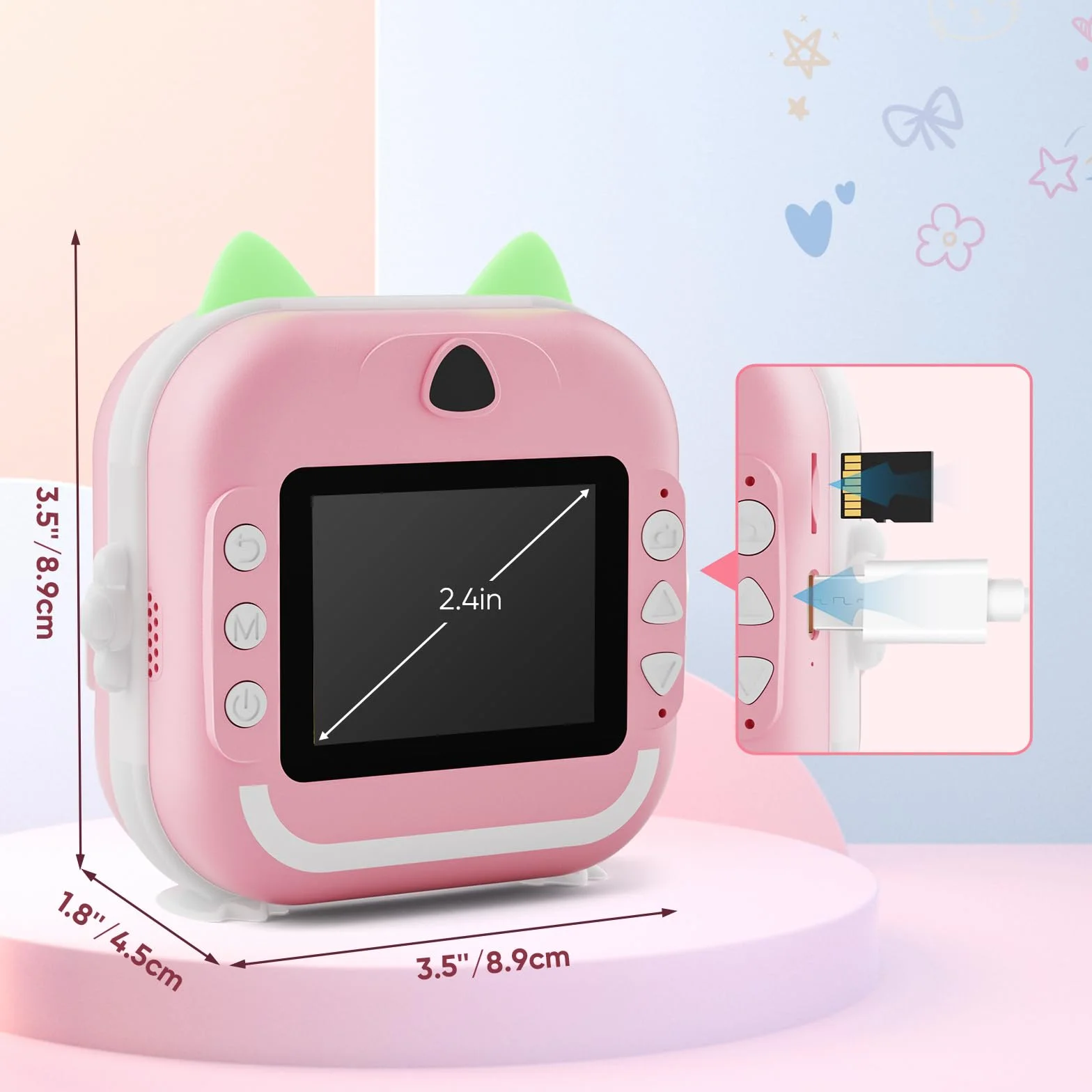 Macchina Fotografica Bambini Istantanea, Potuem 2.4 Pollici Digitale Fotocamera Bambini con 32GB Scheda TF, 6 Penne Colorate, 24MP/1080P Fotocamera Istantanea per Bambini, Regalo di Compleanno