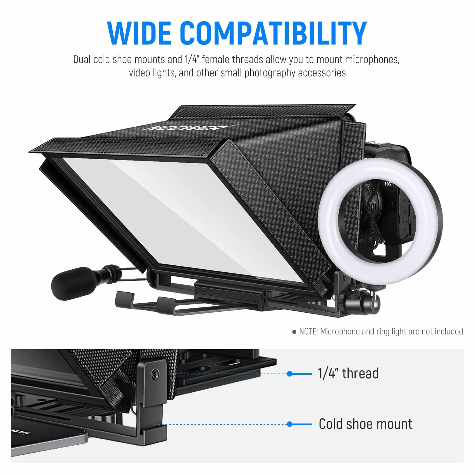 NEEWER X12 14" Teleprompter in Lega di Alluminio per iPad Tablet Smartphone Fotocamere DSLR con Telecomando, Custodia, APP Compatibile con iOS/Android per L'insegnamento Online/Vlogger/Live Streaming