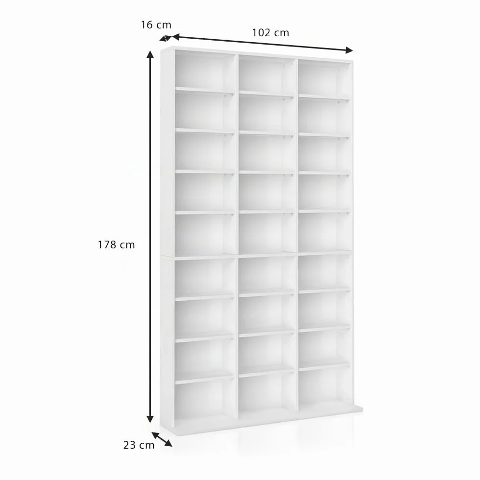 Vicco Scaffale porta cd Jukebox, Bianco, 102 x 178 cm