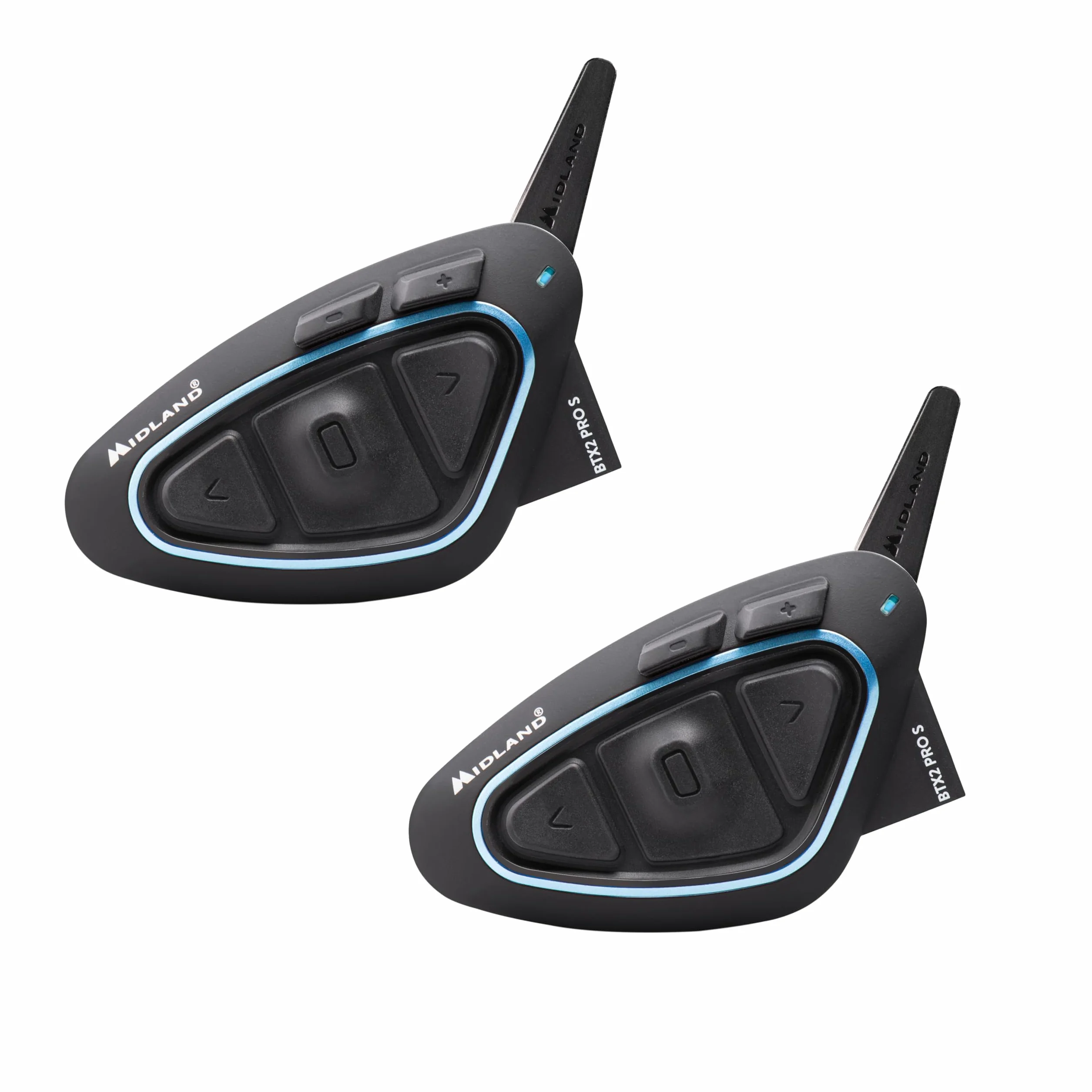 Midland - Interfono Moto Bluetooth Coppia BTX2 Pro S LR Twin, Auricolari Casco Waterproof IPX6, Doppio Processore BT, 1,6Km, 4 Coppie, Batteria 23H, Cancellazione Rumore Audio Hi-Fi Universal Intercom