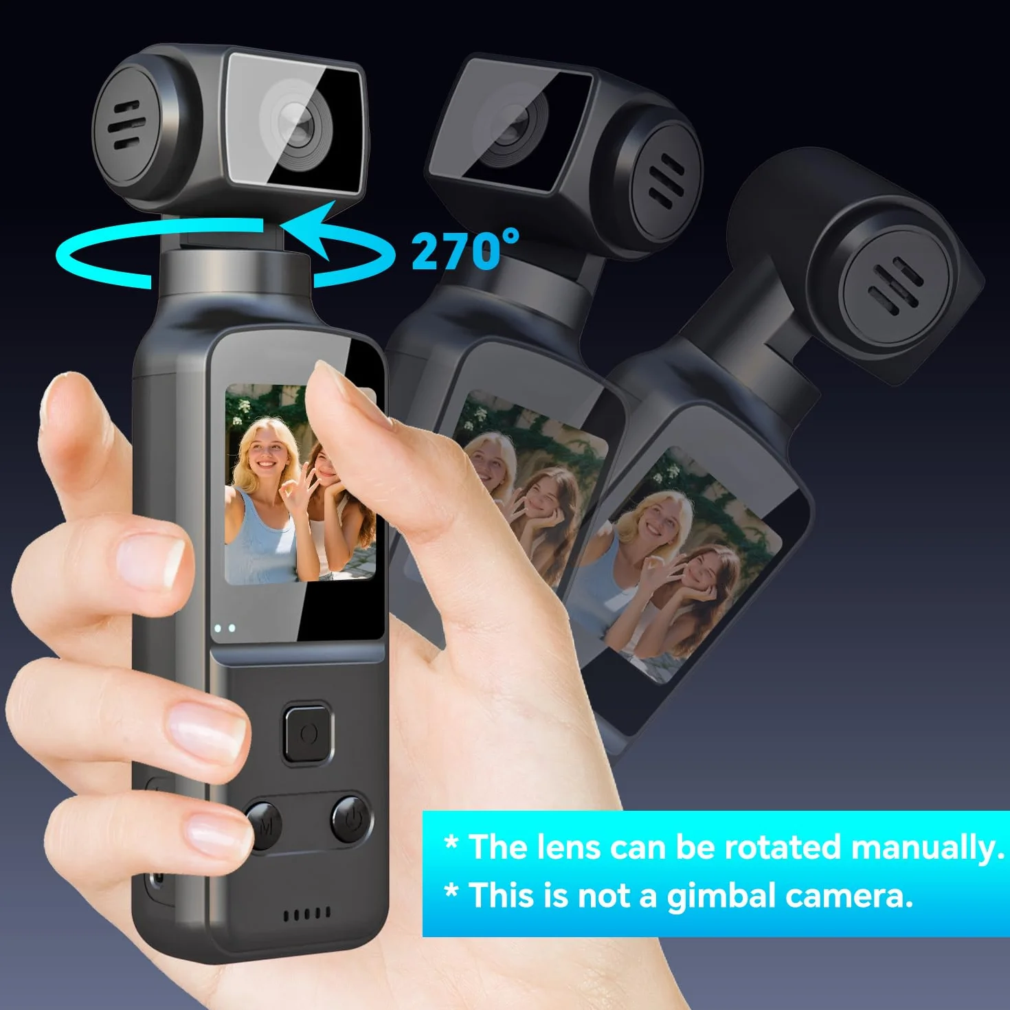 5K Bodycam, Mini Action Cam per Vlog POV, Videocamera Telecamera Portatile con Obiettivo Ruotabile 270°, Fotocamera Subacquea con Microfono Esterno, Clip e Scheda TF da 64 GB