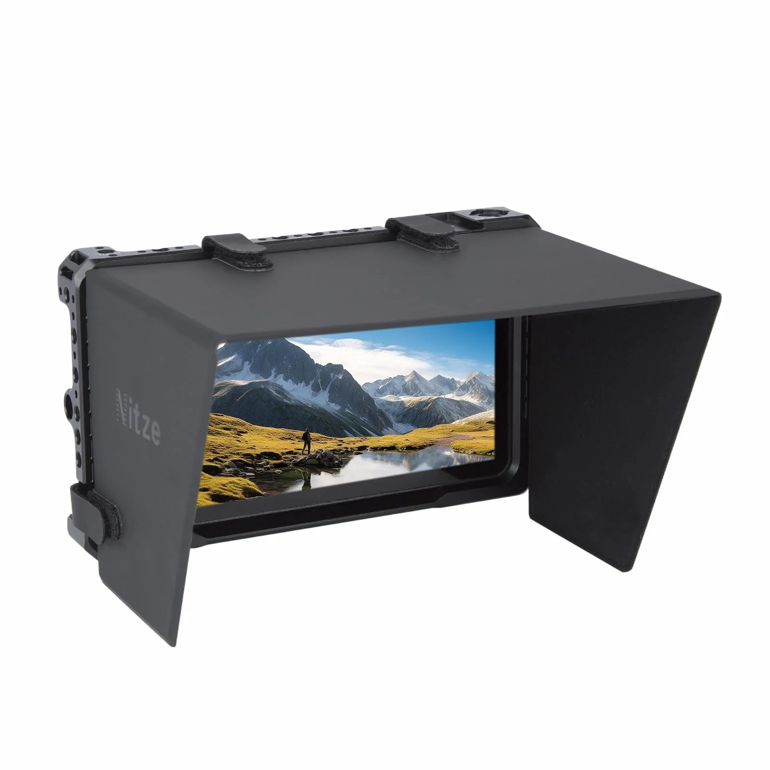 Nitze Gabbia per Monitor per PortKeys LH7C / LH7P / LH7H con PU Leathe Sunhood, Monitor Cage con NATO Rail Integrata e Cold Shoe - JT-I03B