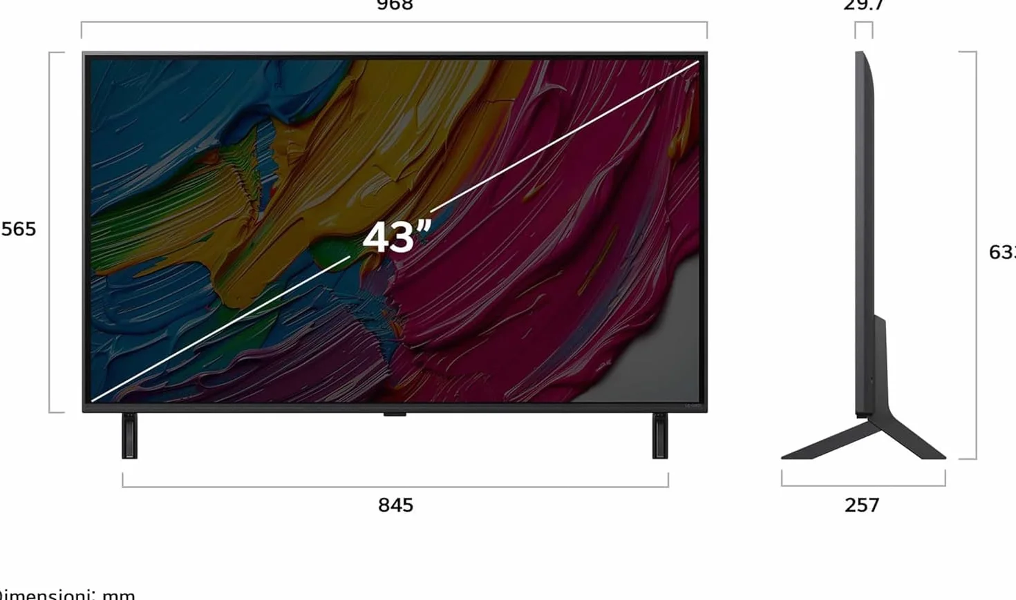LG QNED AI QNED80 TV 43 pollici Smart TV 4K Processore α7 Gen8 Dynamic QNED Color Design Super Slim webOS AI Gaming VRR 4K@60Hz 43QNED80A6A