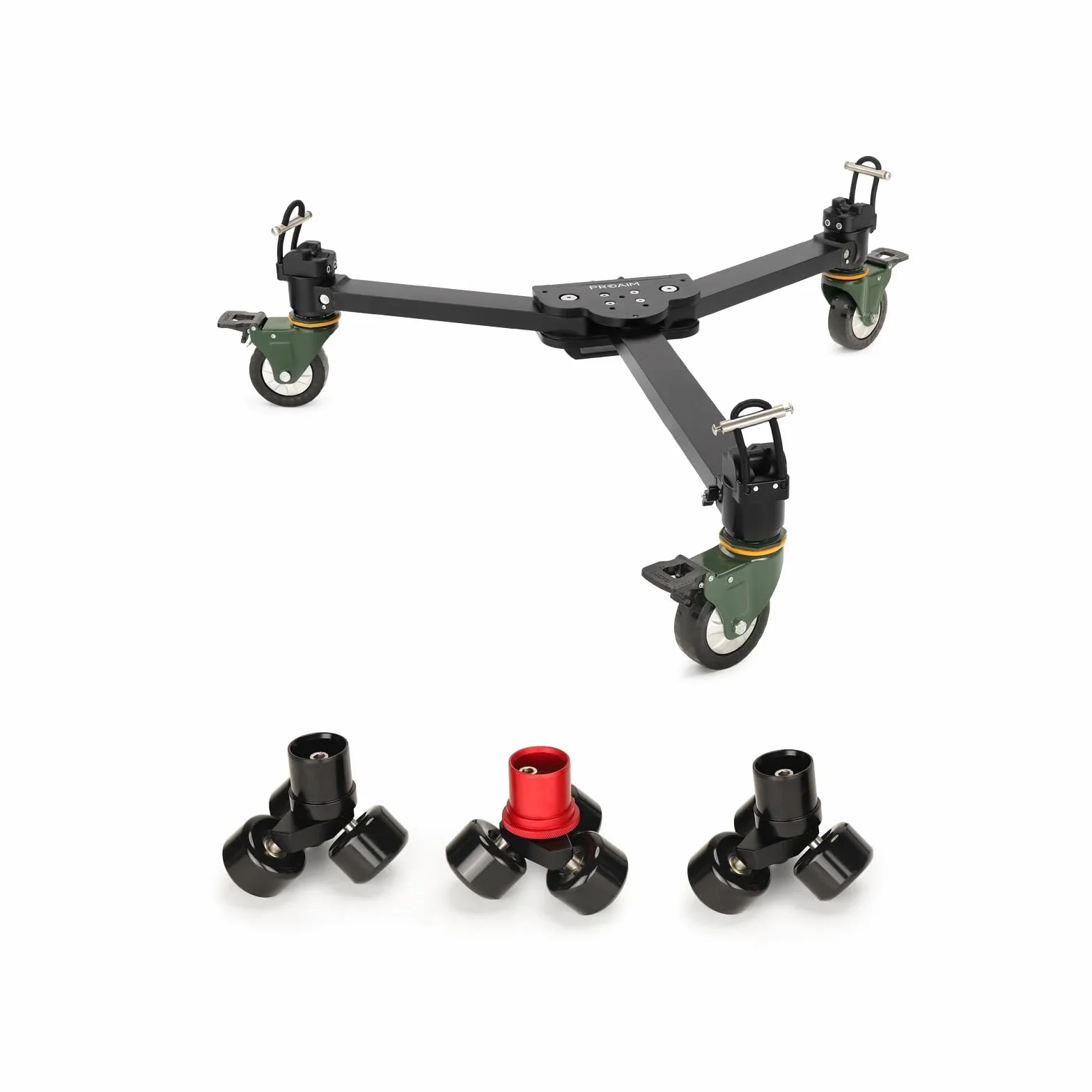 PROAIM Carrello da studio Agile Heavy-Duty Floor/Track. per treppiedi a punta singola e doppia. Costruzione robusta, ruote girevoli a 360°. Offre scatti fluidi e impeccabili. (DL-AGLE-01)
