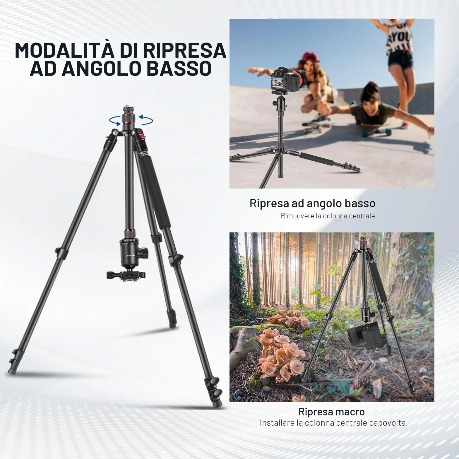 NEEWER 77'' Treppiede Fotocamera, Treppiede Monopiede Pieghevole Alluminio DSLR, Telefono con Testa a Sfera Panoramica 360°, Colonna Centrale a 2 Assi, Piastra Arca QR e Borsa, Carico Max 34lb, TP77