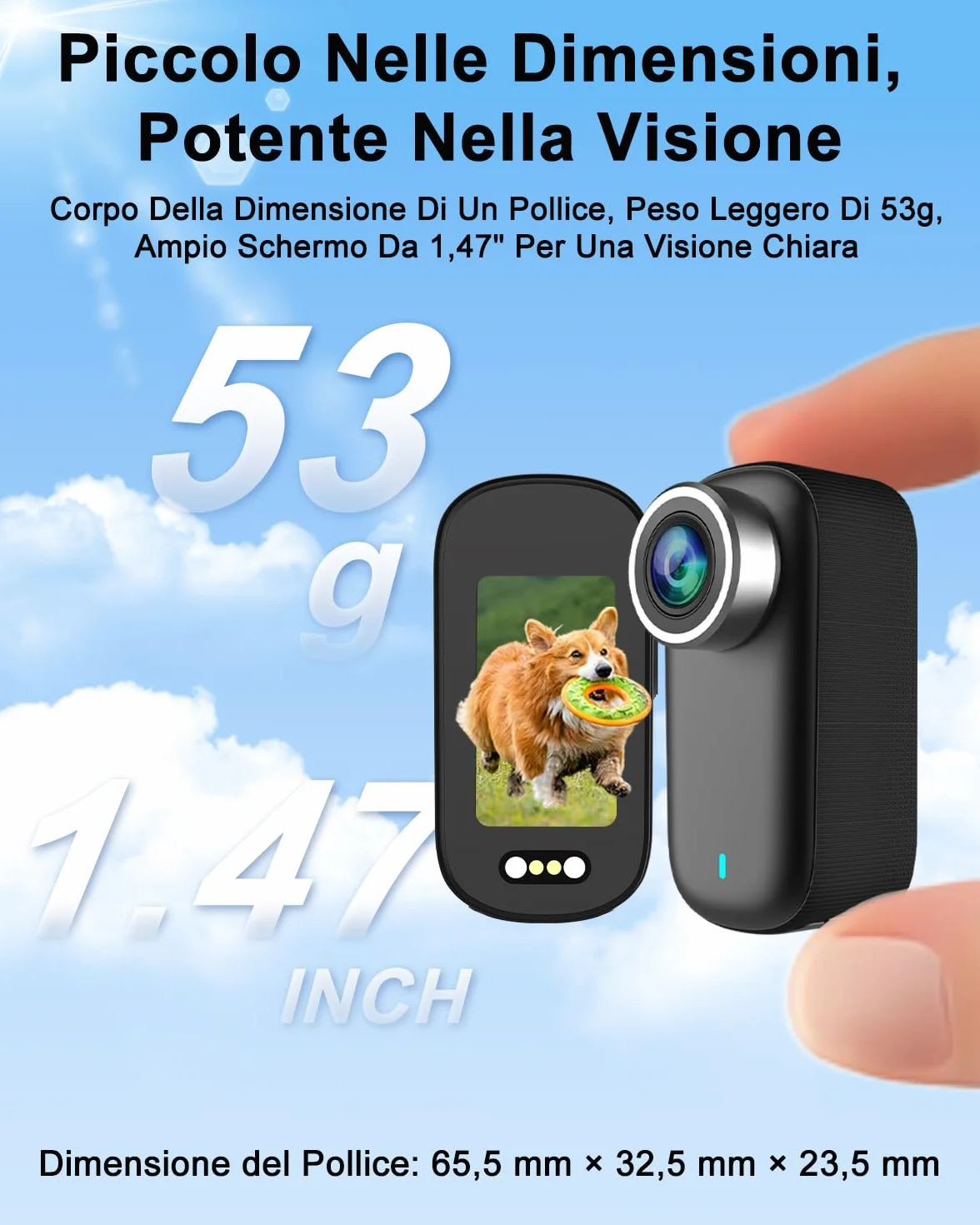 Action Cam, Body Cam 4K 64 GB, POV Camera Impermeabile IP65, Action Camera con Batteria da 1200 mAh, Compatta per Vlogging, Perfetta Come Telecamera Moto Casco, Telecamera Sci