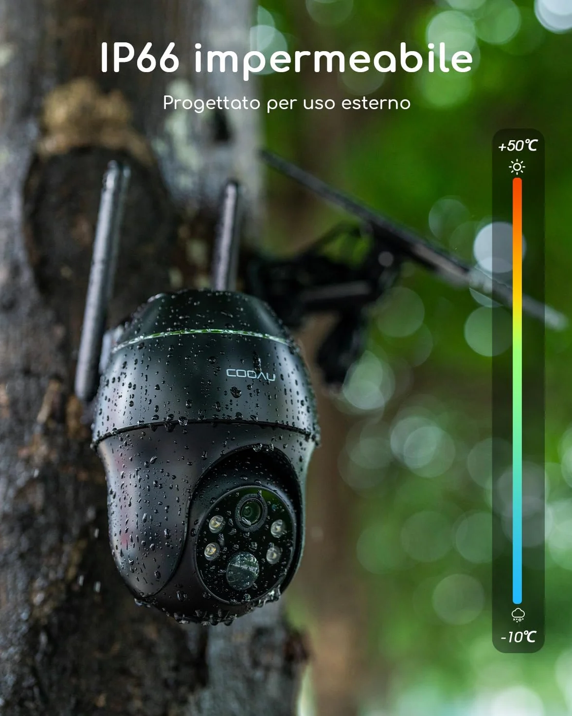COOAU 4G Telecamera Esterno con SIM e pannello solare,2K Telecamere Batterie Senza Fili,360°PTZ Videocamera Sorveglianza,Visione Notturna a Colori,Audio Bidirezionale,IP66