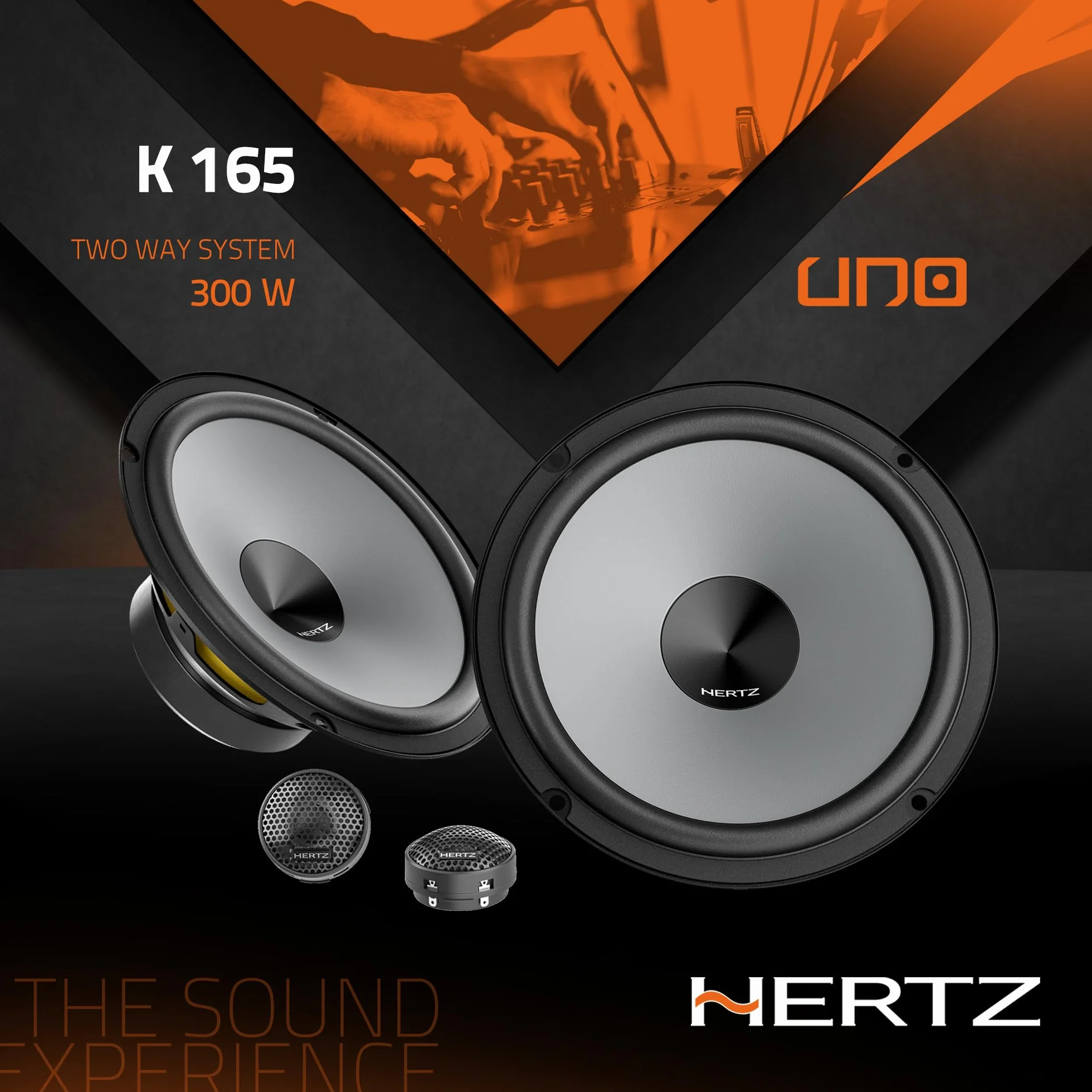 Hertz K 165 – Kit Altoparlanti 2 Vie Serie Uno con Woofer da 165 mm, Tweeter da 24 mm e Crossover Integrato, 300W Peak, 4 Ohm