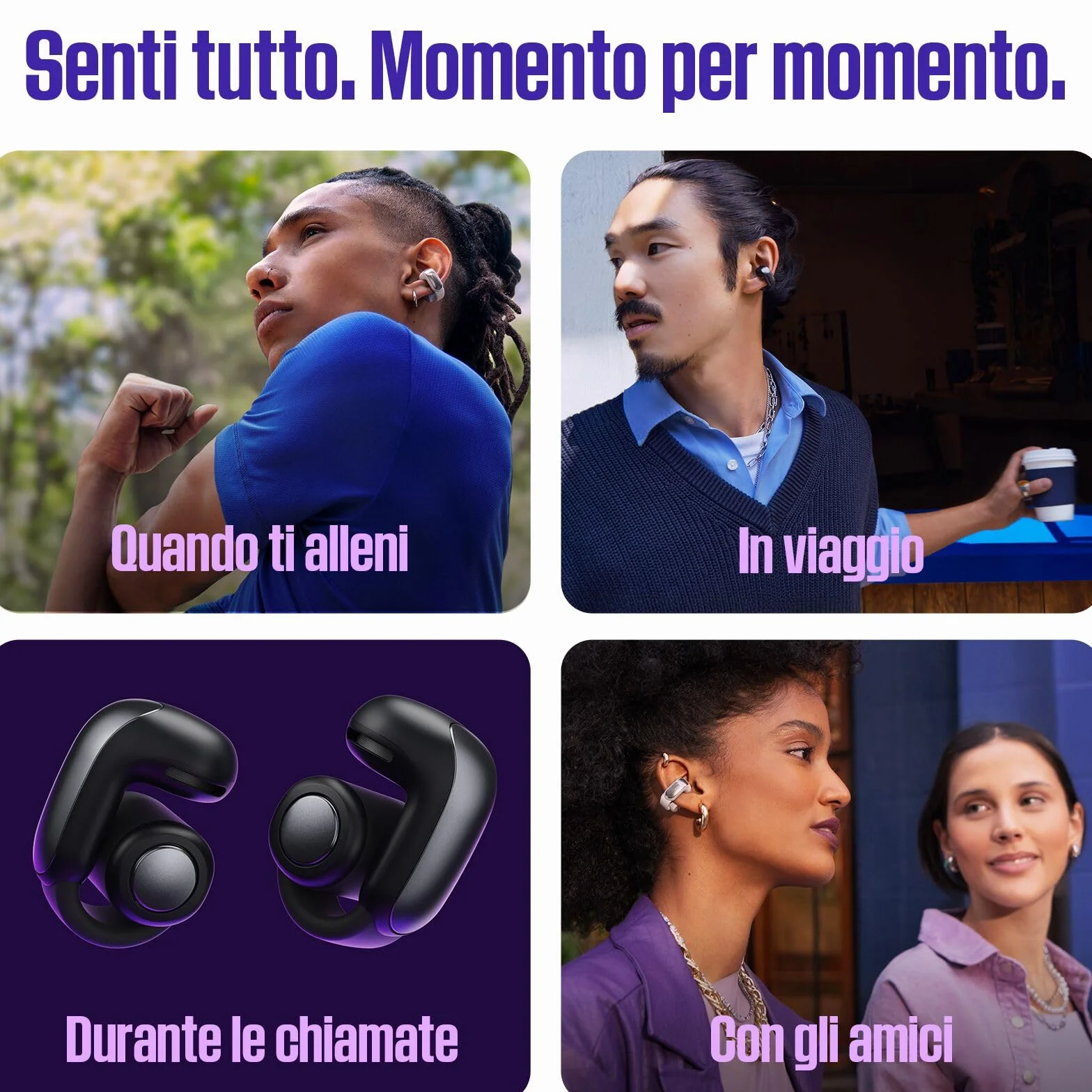 Bose Ultra Open Earbuds Auricolari Open-ear Wireless Bluetooth 5.3 con Lunga Durata della Batteria, Tecnologia OpenAudio, Fino a 48 Ore di Autonomia, Beige Legno Di Mare - Edizione Limitata