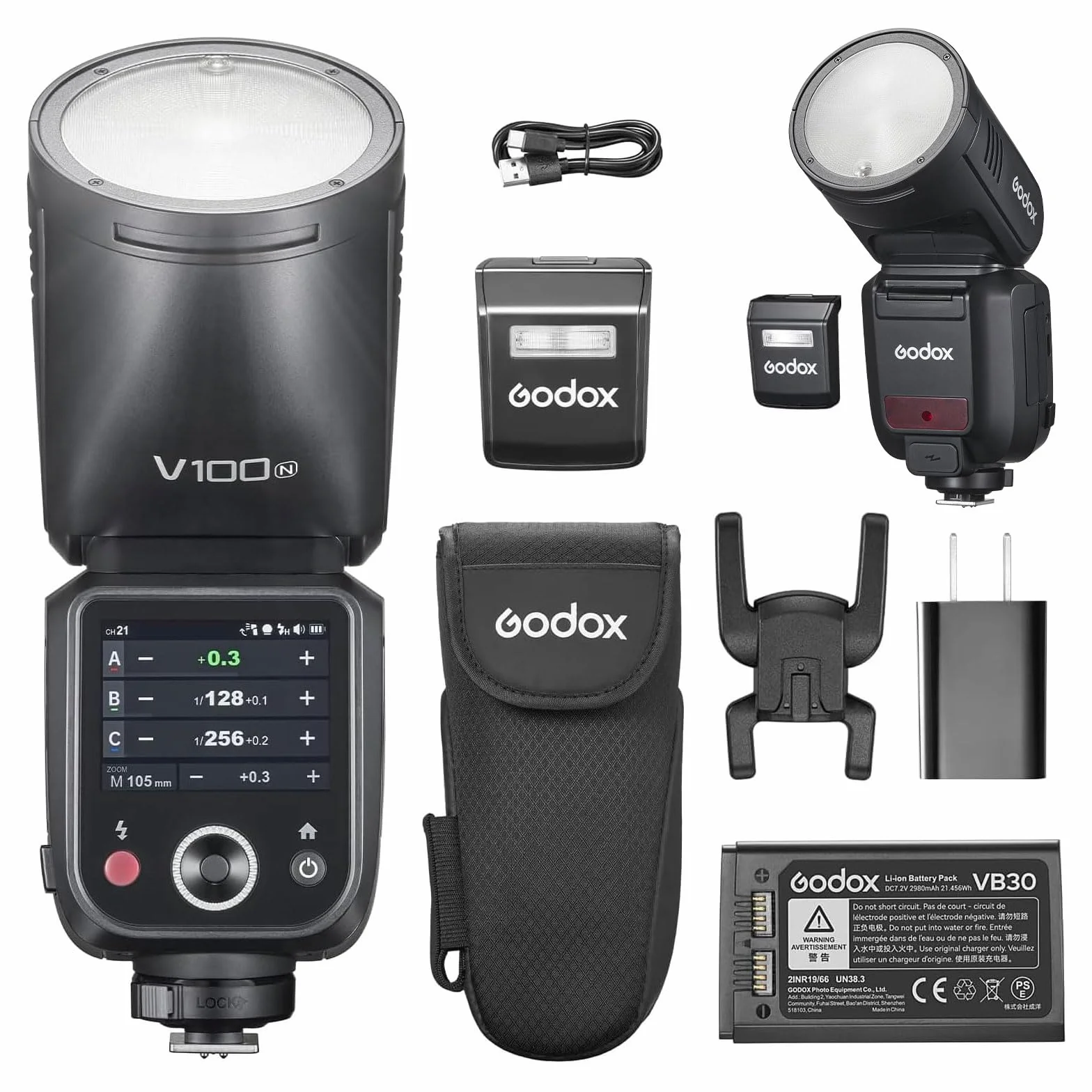 Godox V100N Flash TTL Speedlite 100Ws Testa Rotonda Flash per Nikon Fotocamera (V100-N)