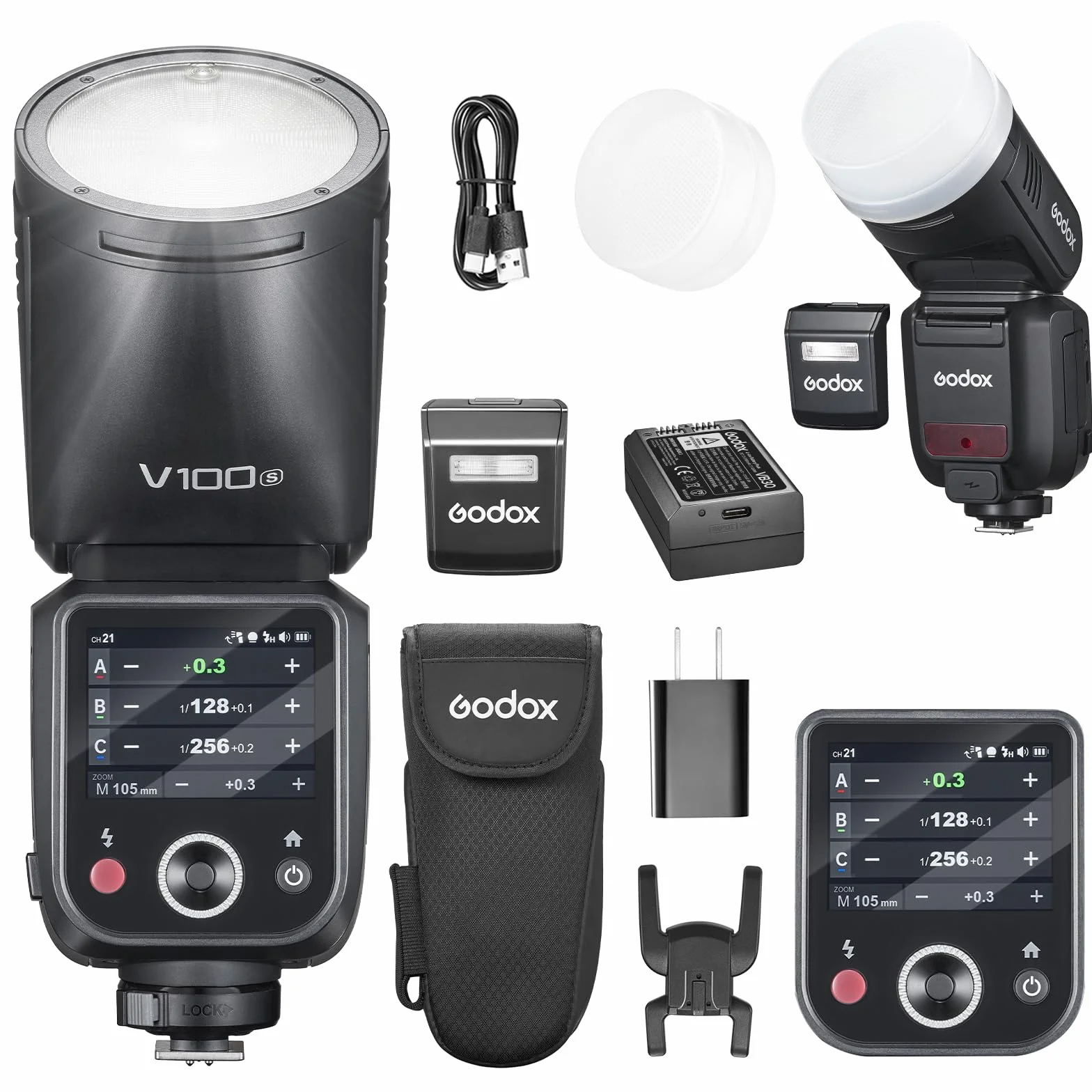 GODOX V100S Flash V100-S 100W Testa Rotonda Speedlite 2.4G Wireless per Sony