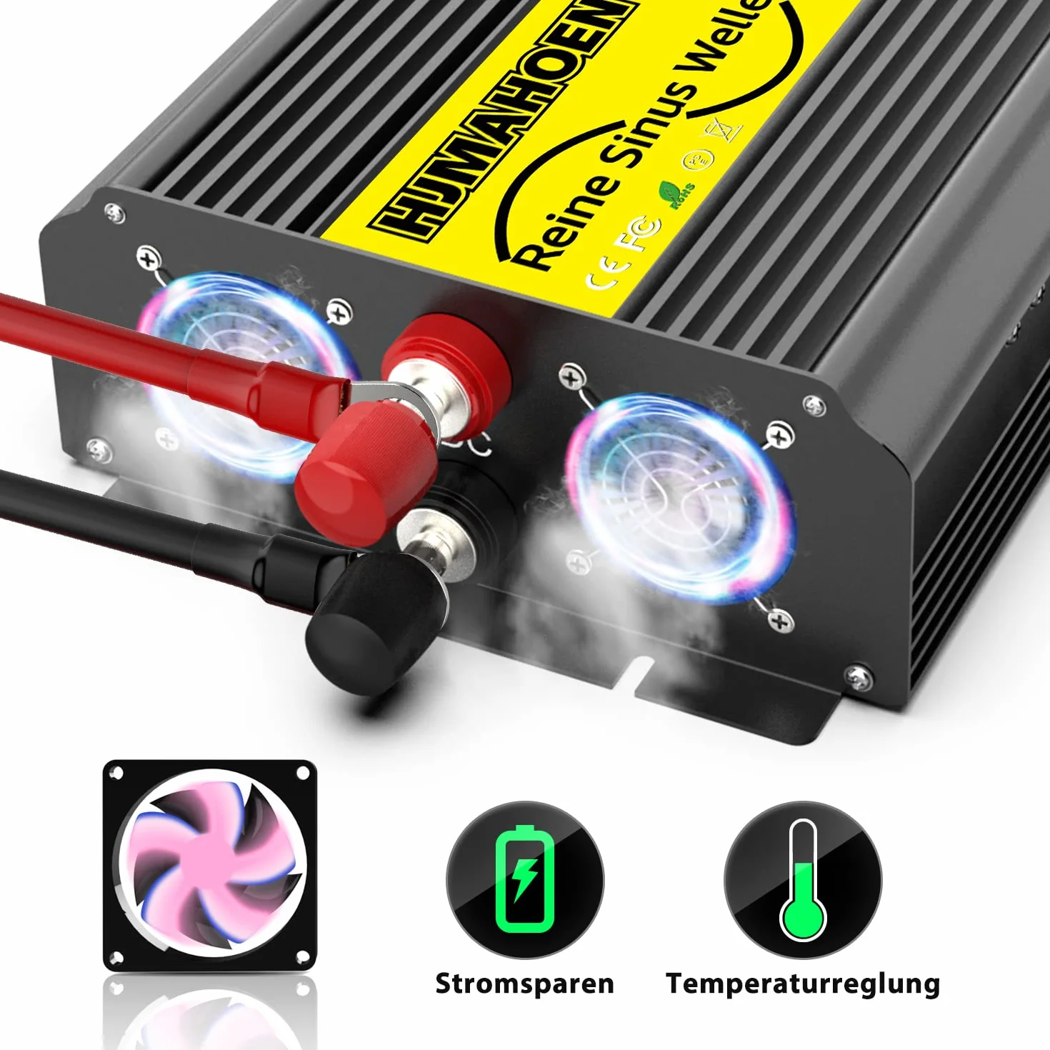 1500W/3000W Pura Sinusoidale Inverter a Onda Sinusoidale Pura da 12V a 230V Convertitore di Tensione a Onda Sinusoidale Pura, per Camper, Camion, Con Porte di Ricarica USB Integrate 5V/2.1A