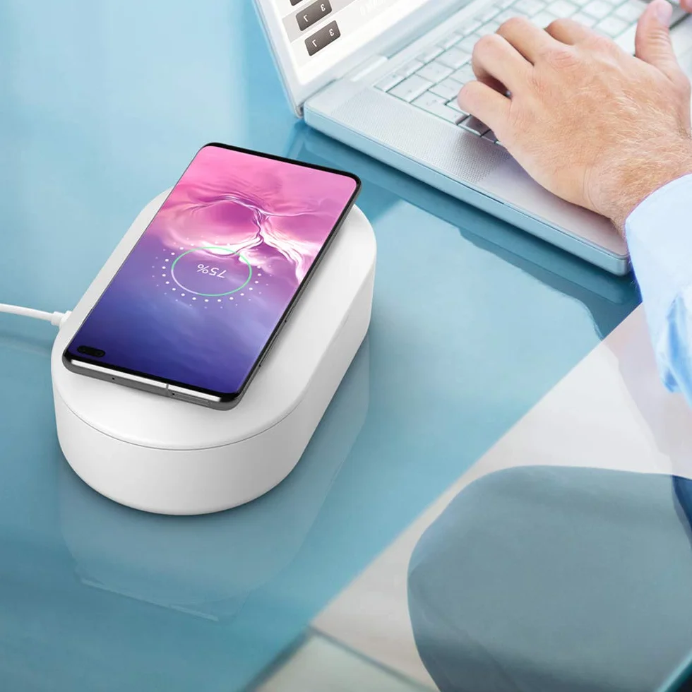 Scatola Sterilizzatore UV Portatile Smart Phone Sanitizer Uccidi i batteri 99,9%, Ricarica USB Funzione di Aromaterapia Sterilizzazione dell'ozono Disinfezione UV, per iPhone Android Gioielleria