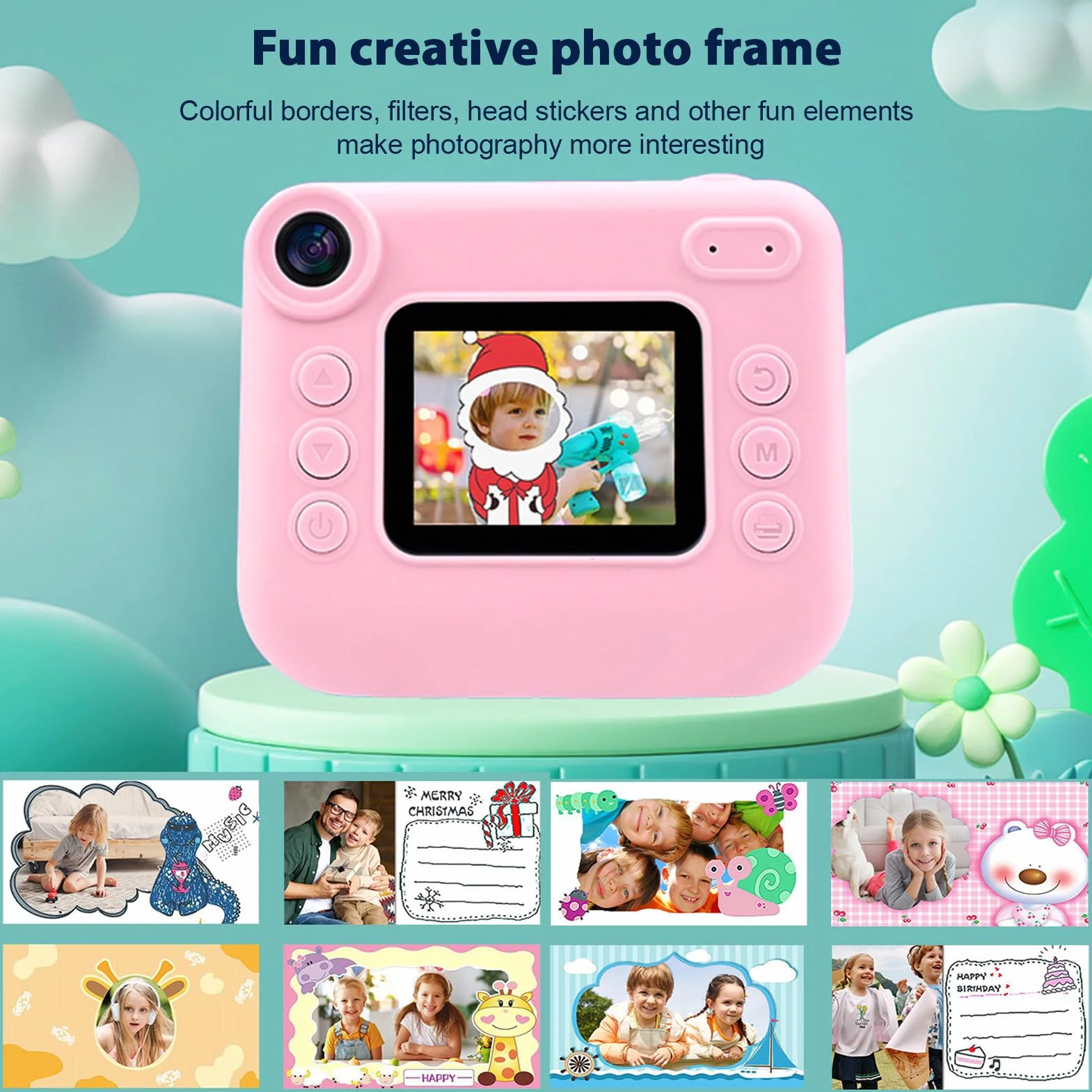 Andoer Fotocamera istantanea per bambini, fotocamera digitale per bambini con carta da stampa, 2,0 pollici, telecamera da viaggio per ragazzi e ragazze 3-14 anni (rosa)