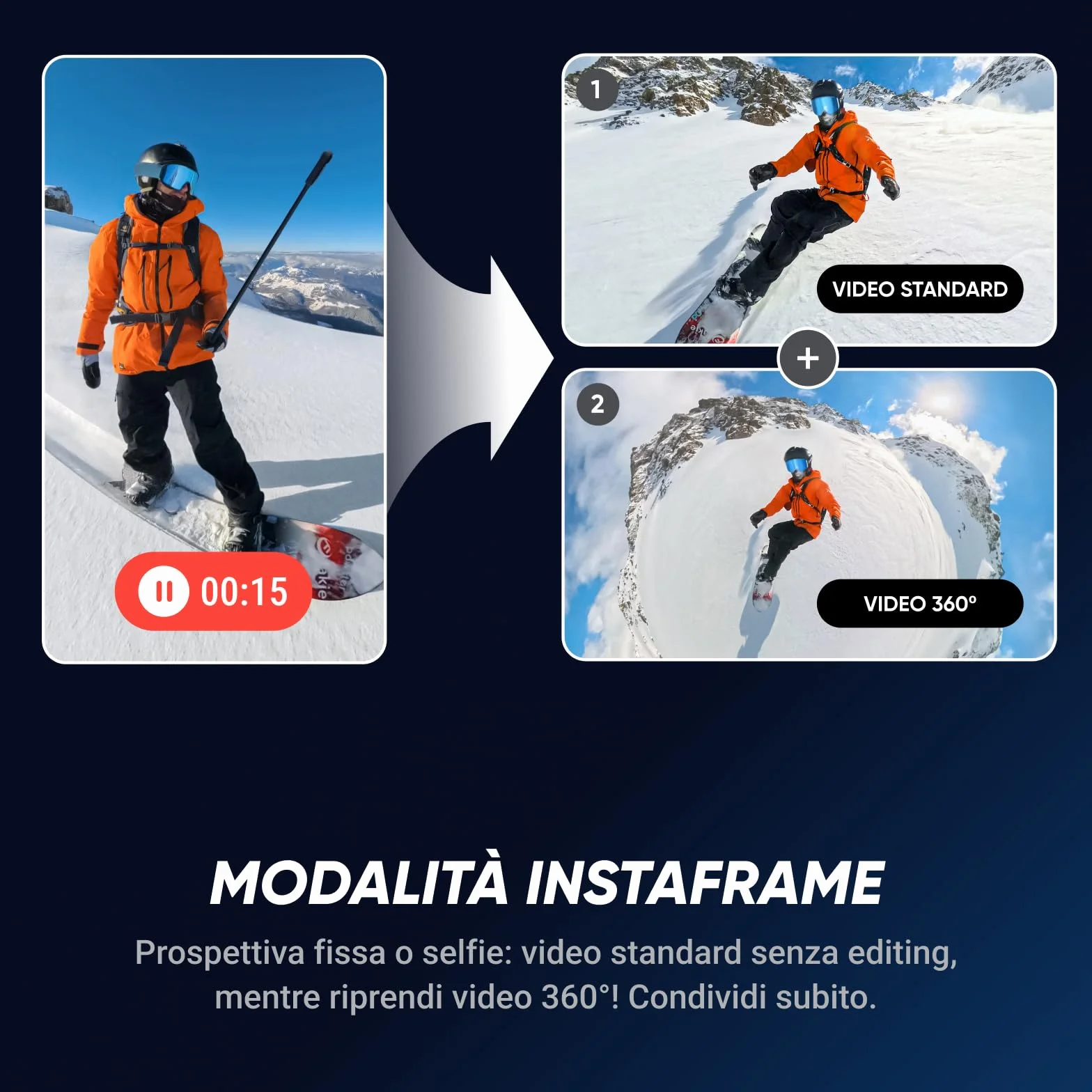 Insta360 X5 Pack Moto - Camera Impermeabile 8K 360º, Obiettivi Sostituibili, Batteria con Autonomia 3 ore, Audio Nitido, Stabilizzazione, Selfie Stick Invisibile, Bassa Luce