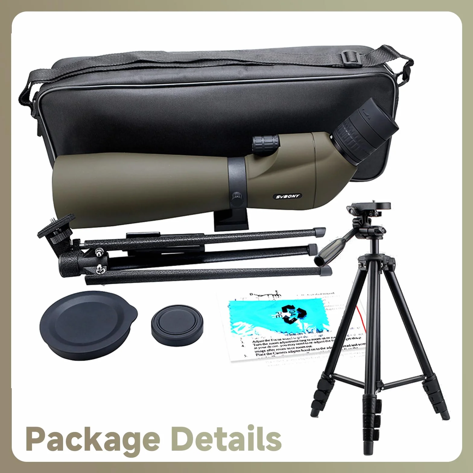 Svbony SV401 Cannocchiali con Doppio Treppiede, HD 20-60X80 Impermeabile Prisma di Porro Oculare Angolato Cannocchiale Monoculare per Tiro Al Bersaglio, Birdwatching